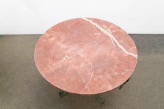 Pair of Painted Wrought Iron Travertine Top Tables