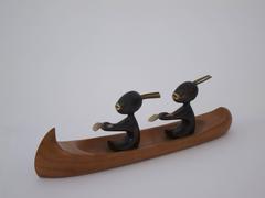 Two Native Children in a Canoe by Franz Hagenauer