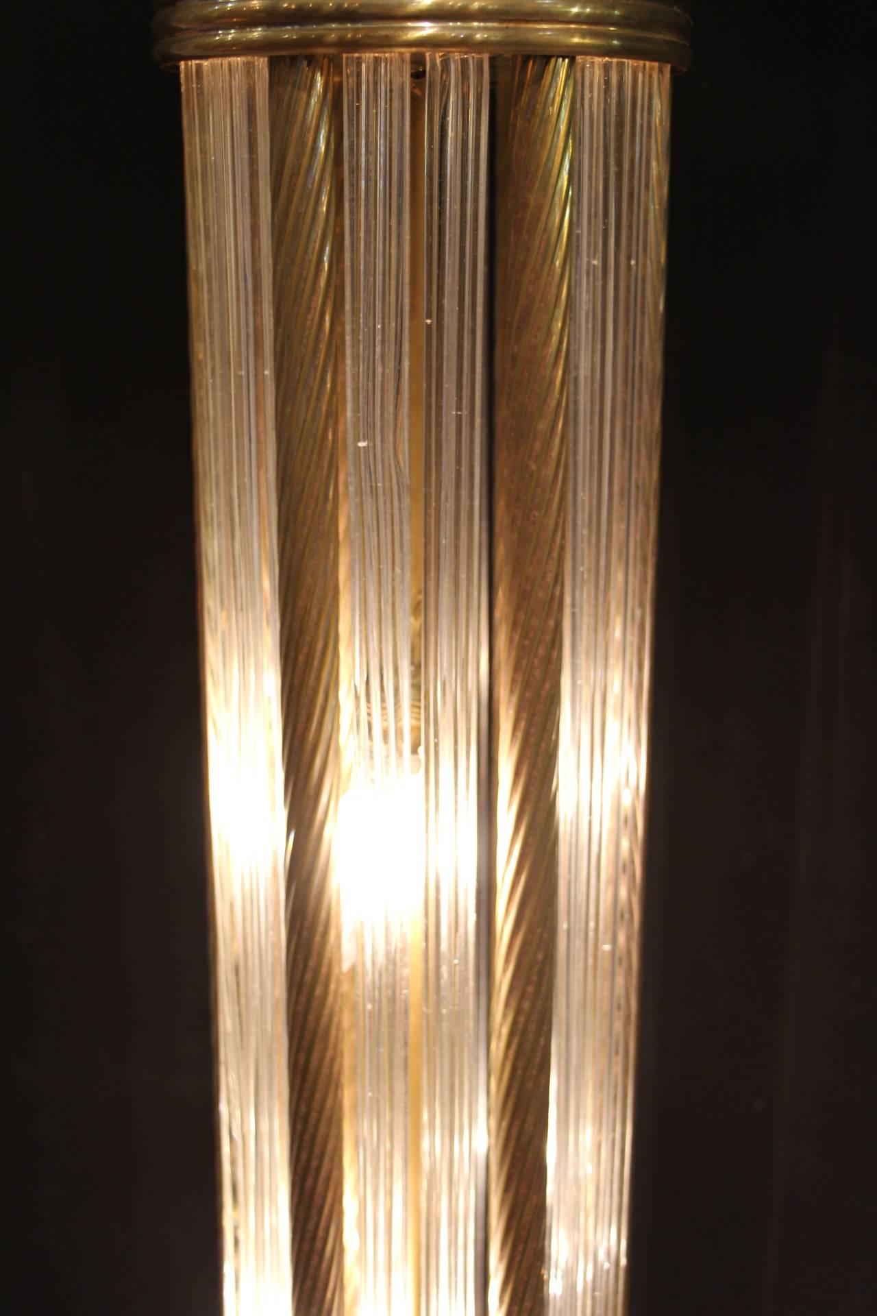 Mid-Century Modern Italian Modern Mid Century Brass and Glass Rods Floor Lamp