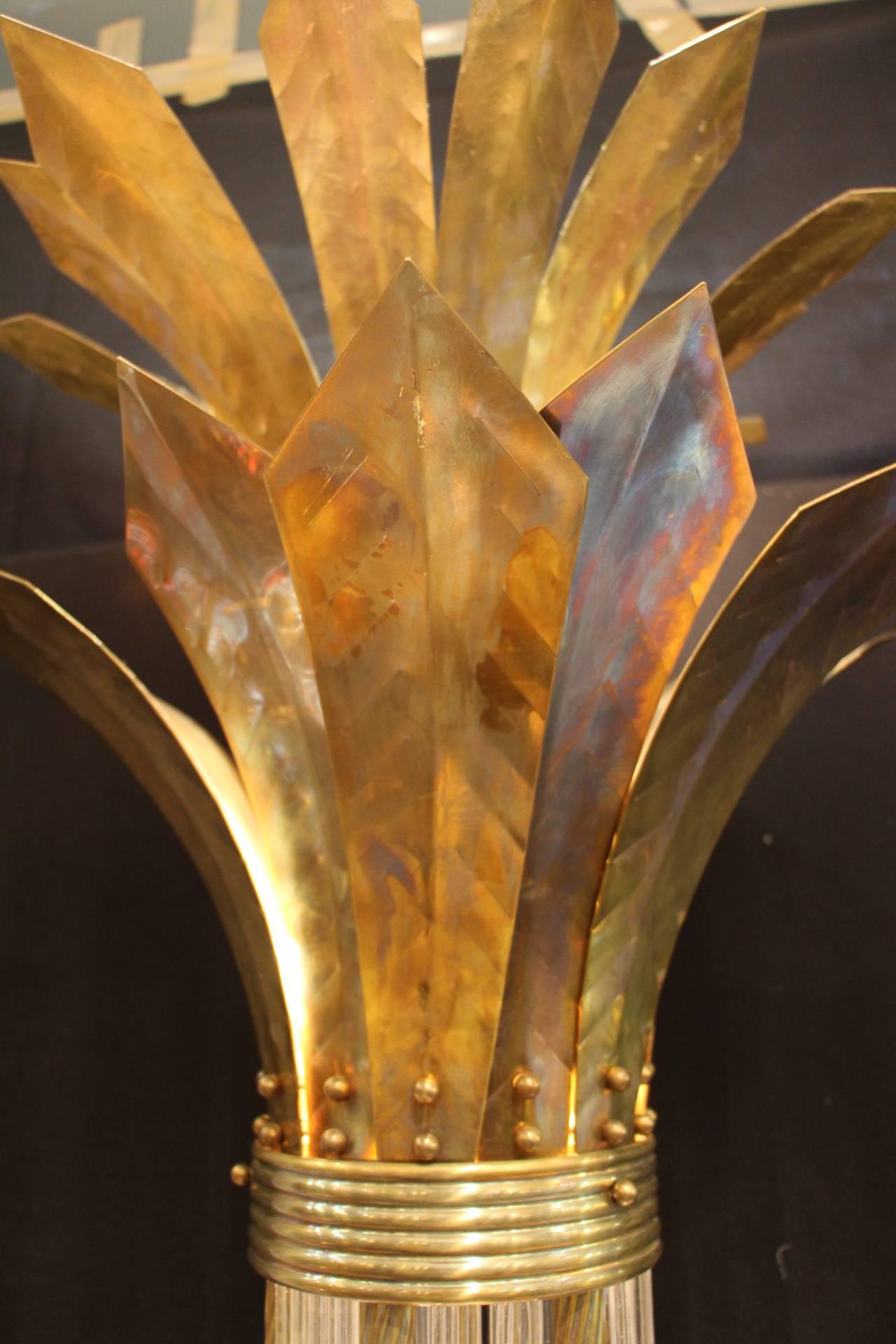 Mid-20th Century Italian Modern Mid Century Brass and Glass Rods Floor Lamp