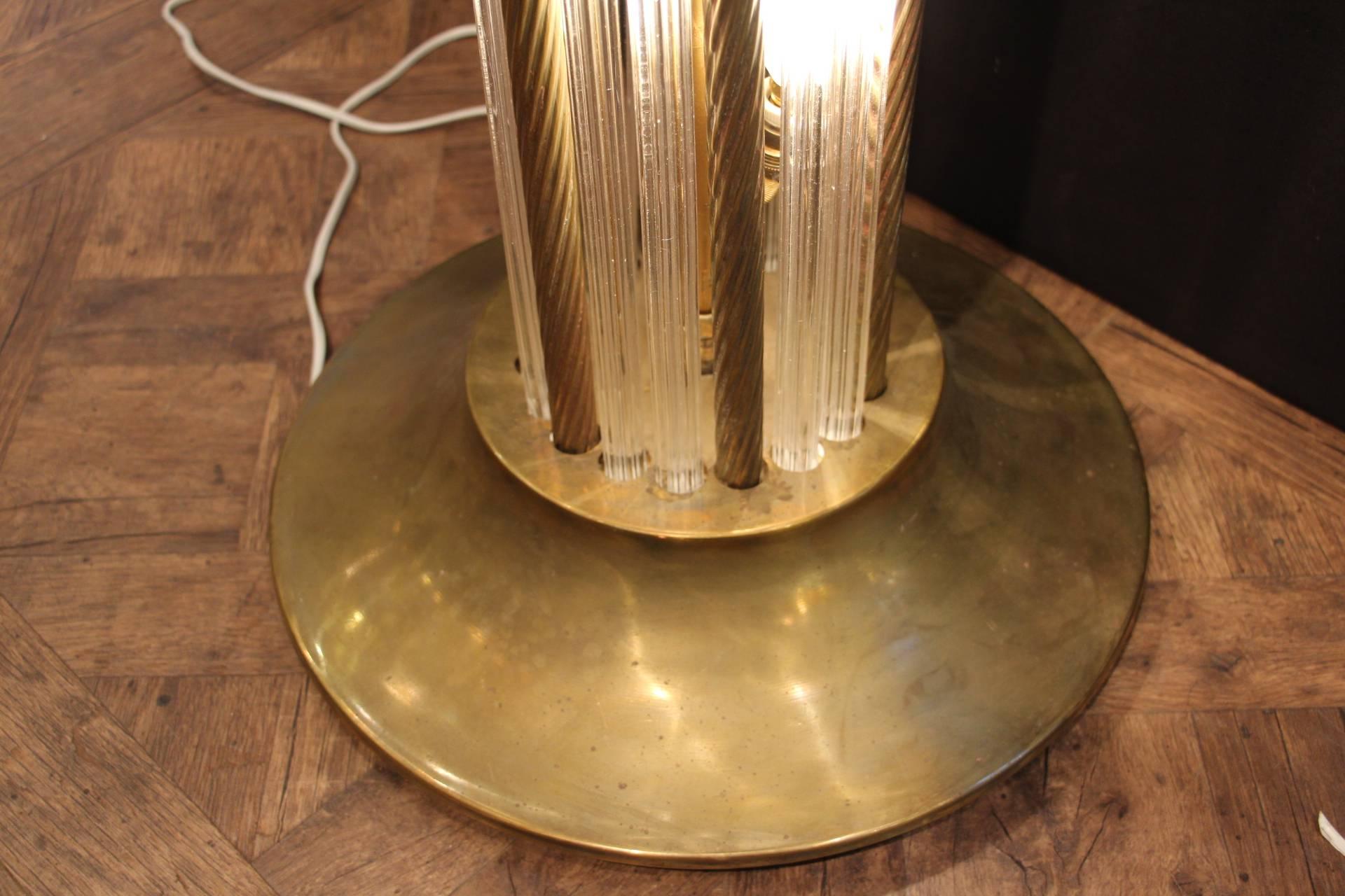 Italian Modern Mid Century Brass and Glass Rods Floor Lamp 1
