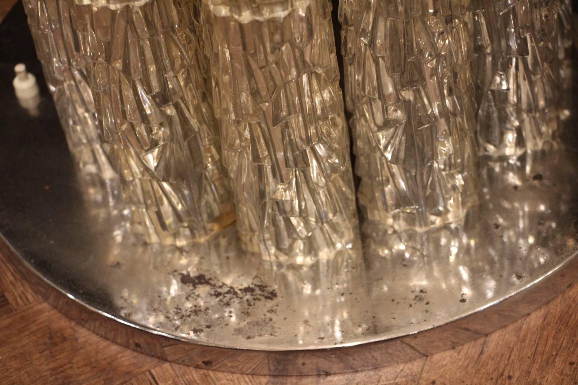 Italian Modern Mid Century Pair of Iced Shape Lucite Floor Lamps 4