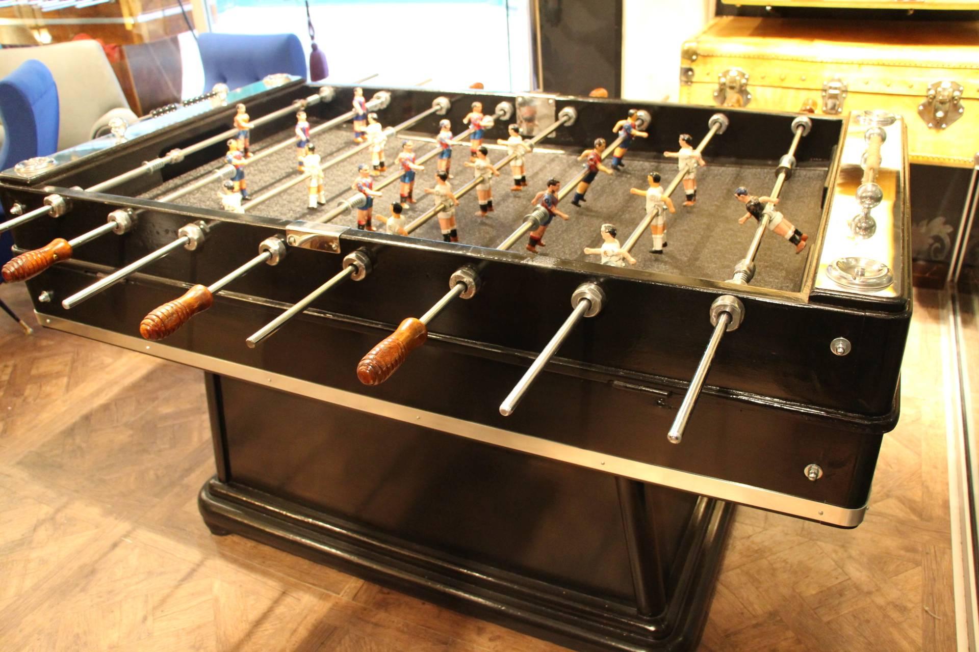 Aluminum Mid Century Modern Large Black Foosball Table