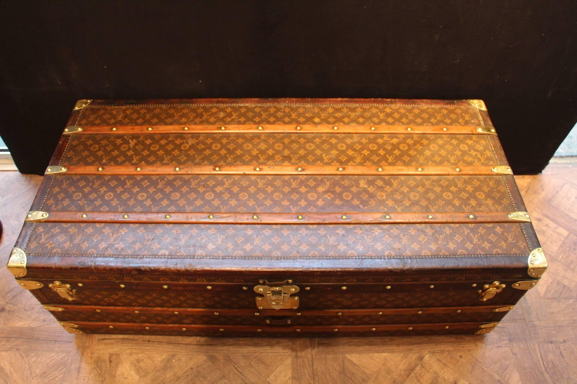 French Very Long and High 1920s Louis Vuitton Monogram Canvas Cabin Steamer Trunk 