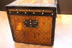 1890s Woven Canvas Louis Vuitton Tisse Monogram Steamer Trunk