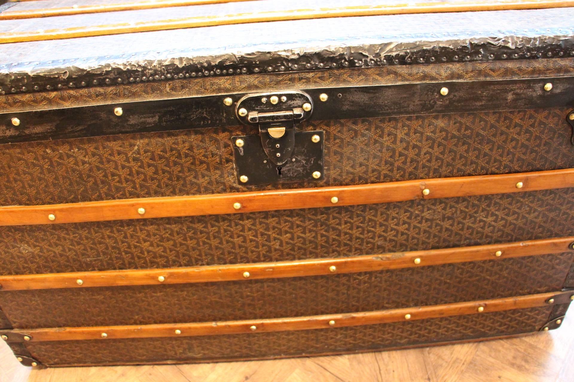 1920s Large French Goyard Courrier Steamer Trunk 3