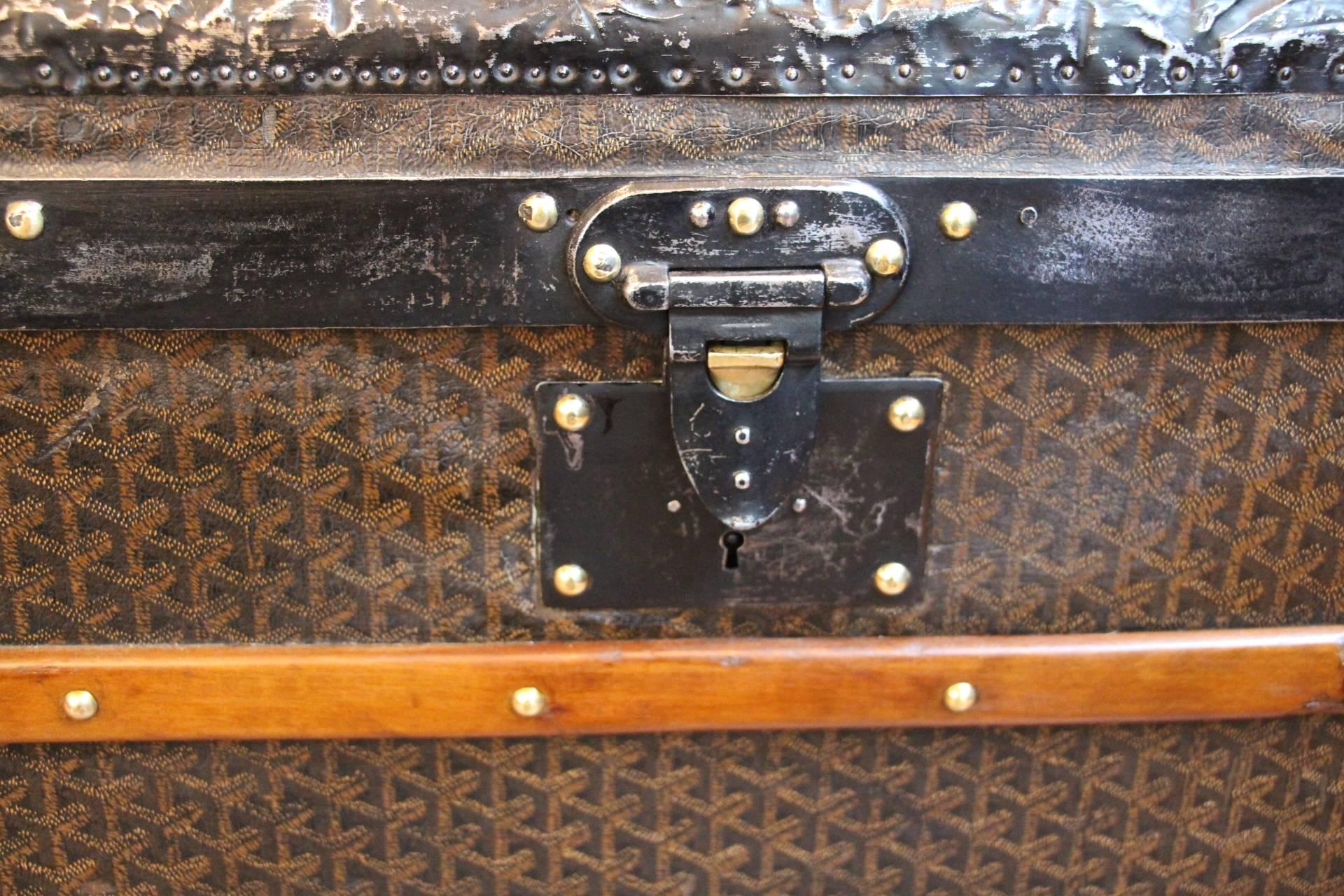 1920s Large French Goyard Courrier Steamer Trunk 5