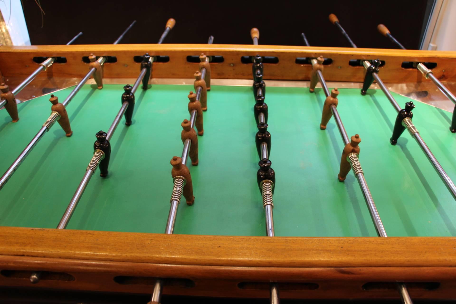 20th Century Mid-Century French Black and Light Wood Foosball Table