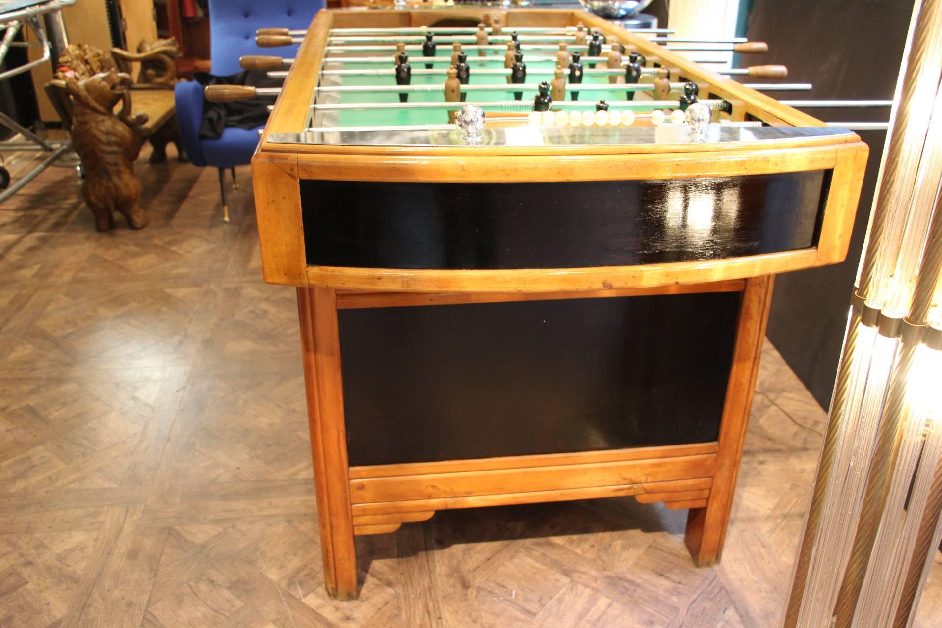 Mid-Century French Black and Light Wood Foosball Table 2