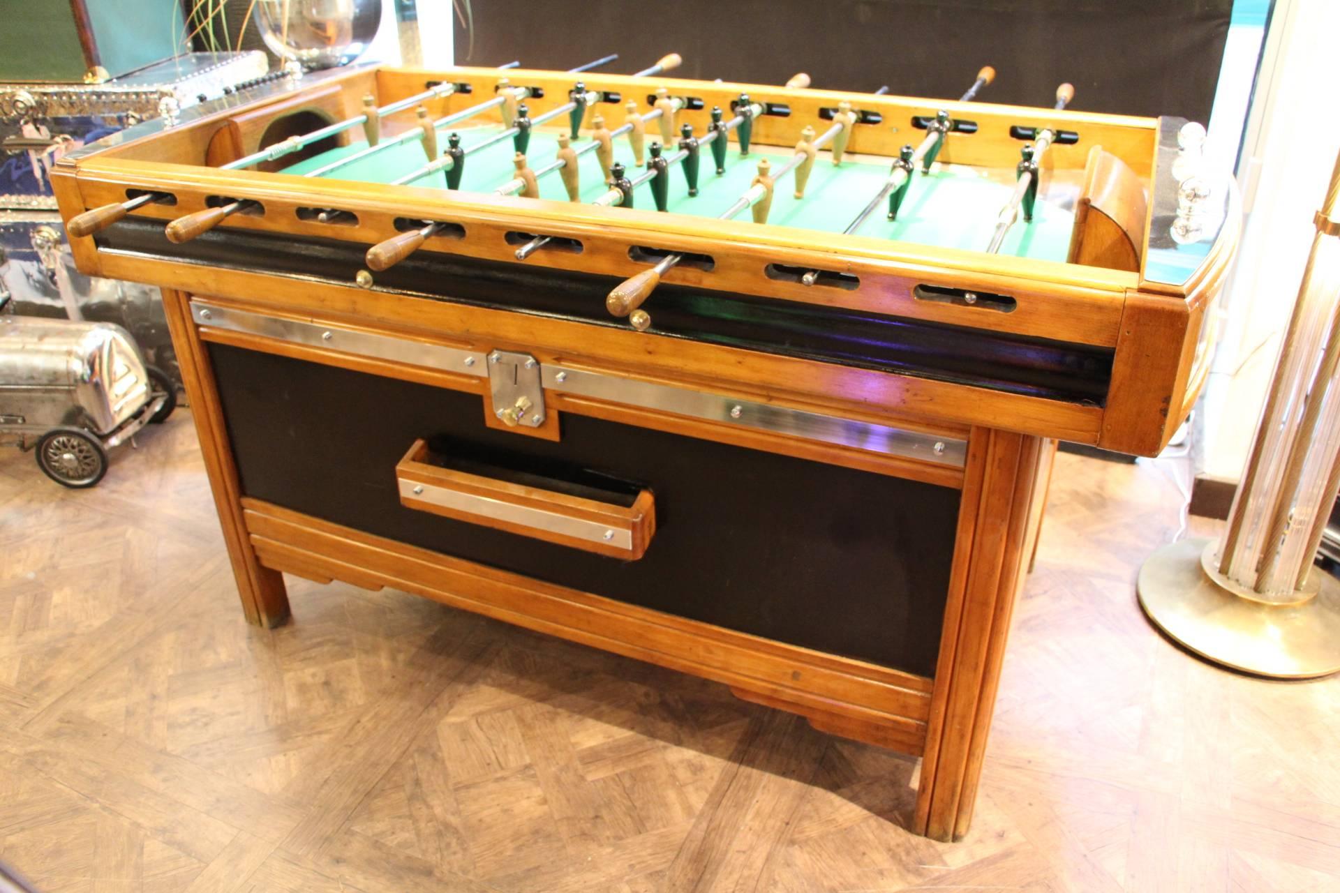 Mid-Century French Black and Light Wood Foosball Table 3