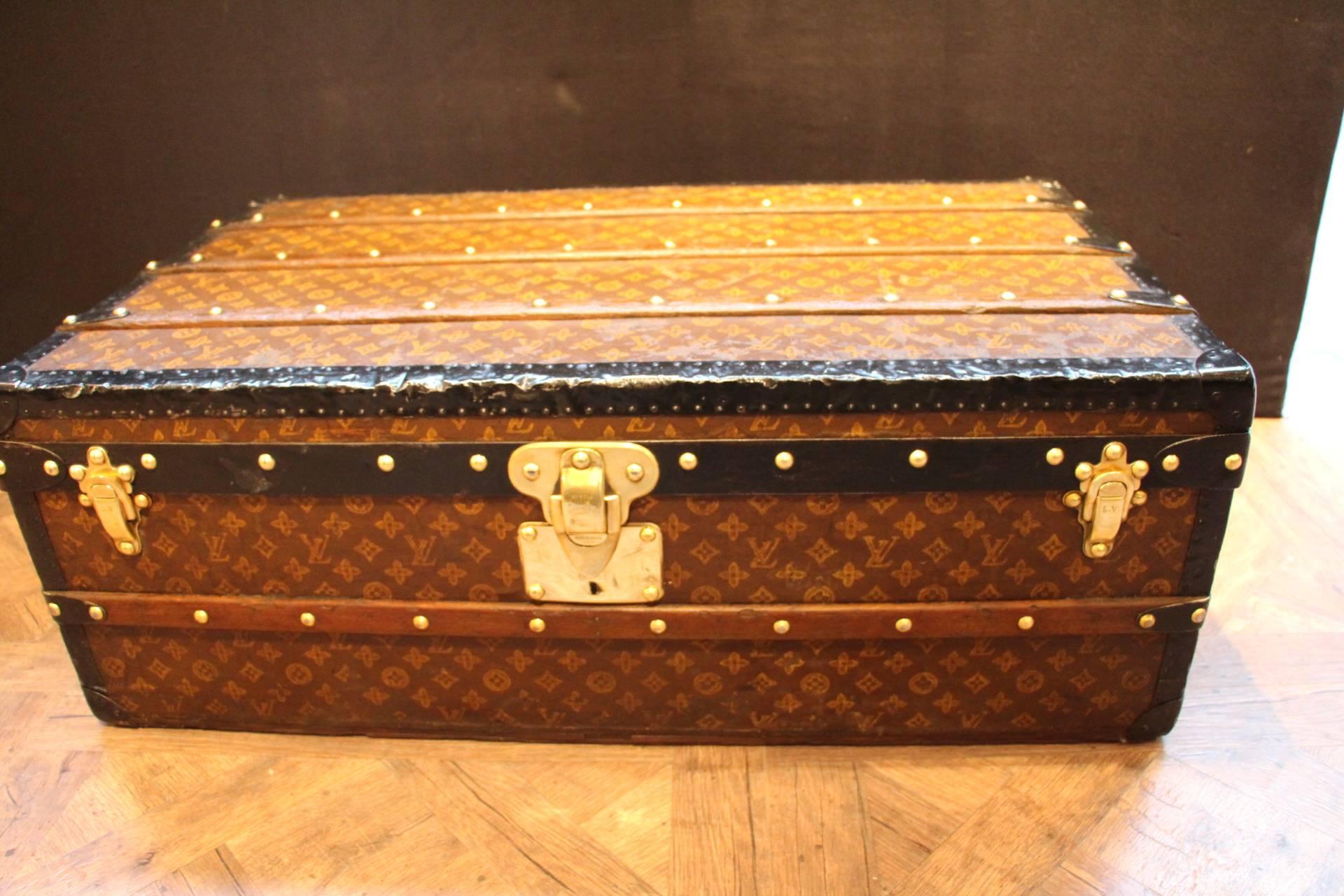 Early 20th Century 1920s Louis Vuitton Stenciled Monogramm Canvas Steamer Trunk