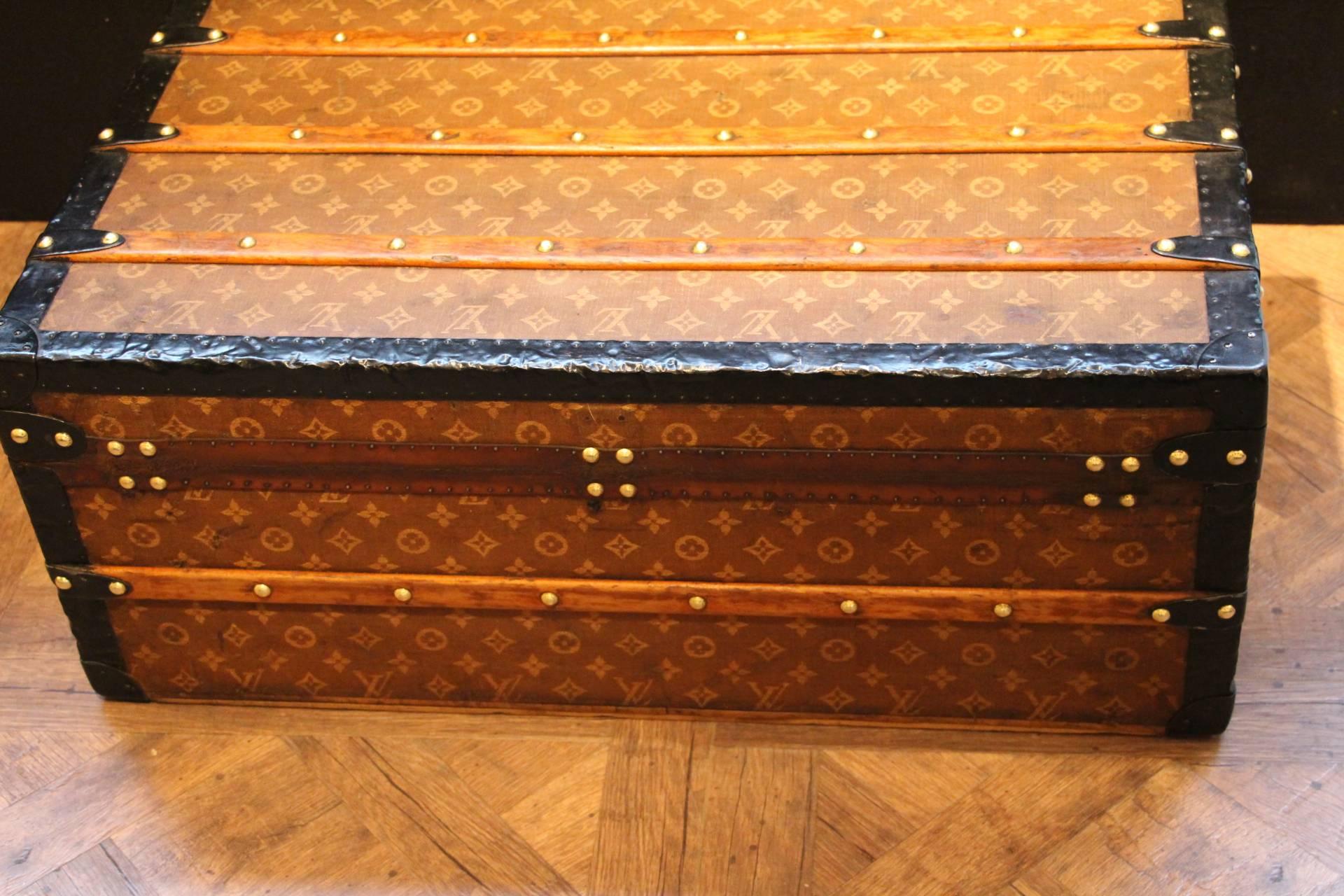 Small 1890s Louis Vuitton Wooven Canvas Toile Tissée Steamer Trunk 2