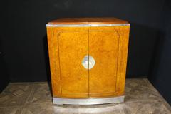 Mid-Century Art Deco Burl Walnut Envelop or Flip-Top Dry Bar Cabinet