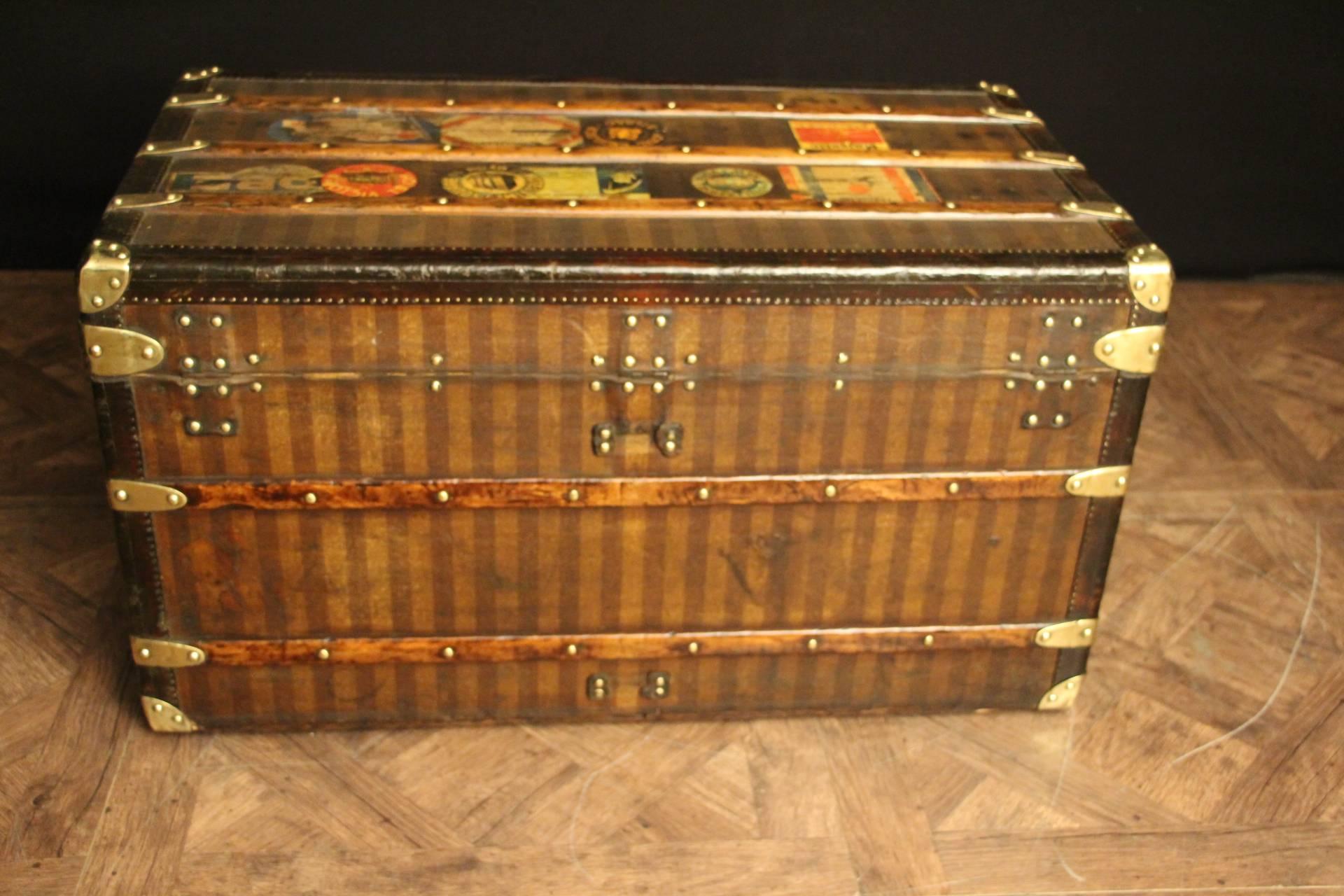 Late 19th Century 1880s Striped Louis Vuitton Courrier Steamer Trunk