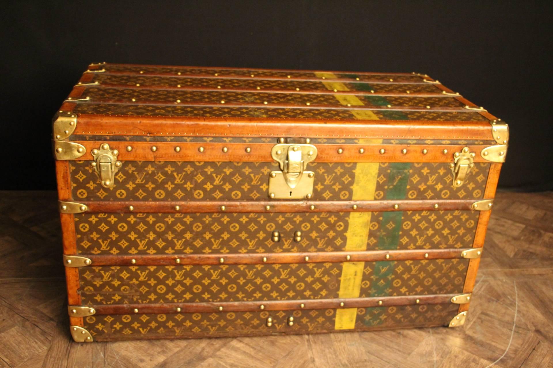 Early 20th Century 1930s Large Louis Vuitton Monogram Stenciled Courier Steamer Trunk