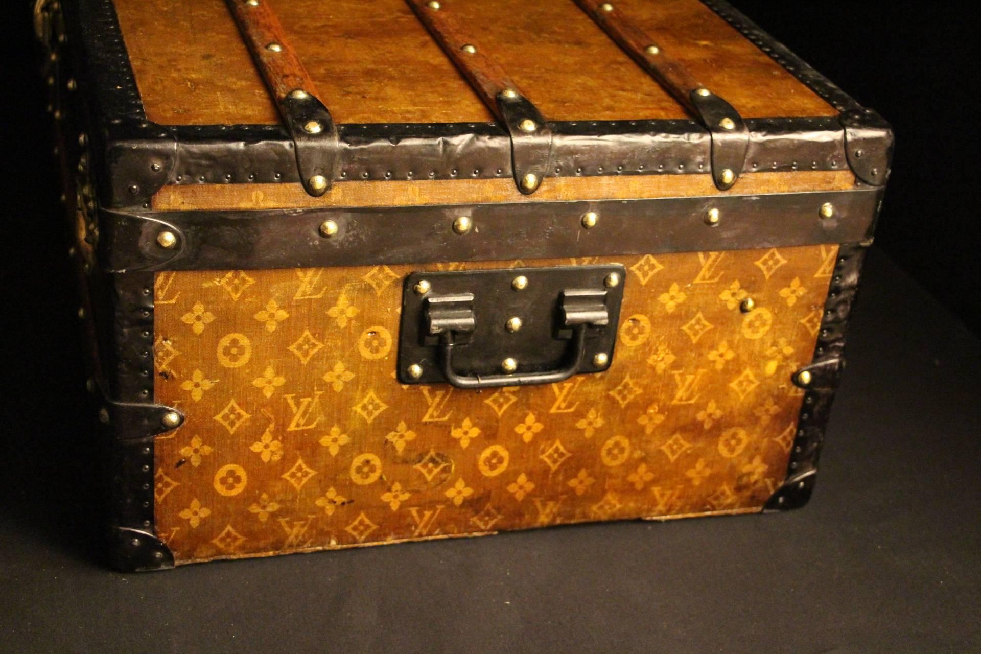 Late 19th Century 1890s Louis Vuitton Tisse Monogram Steamer Trunk, Malle Louis Vuitton