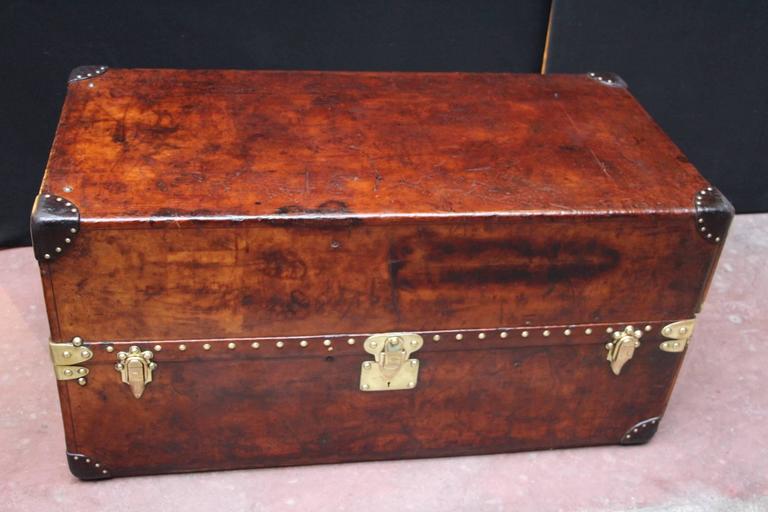 1900s All Leather Louis Vuitton Wardrobe Steamer Trunk, Coffee Table at 1stdibs