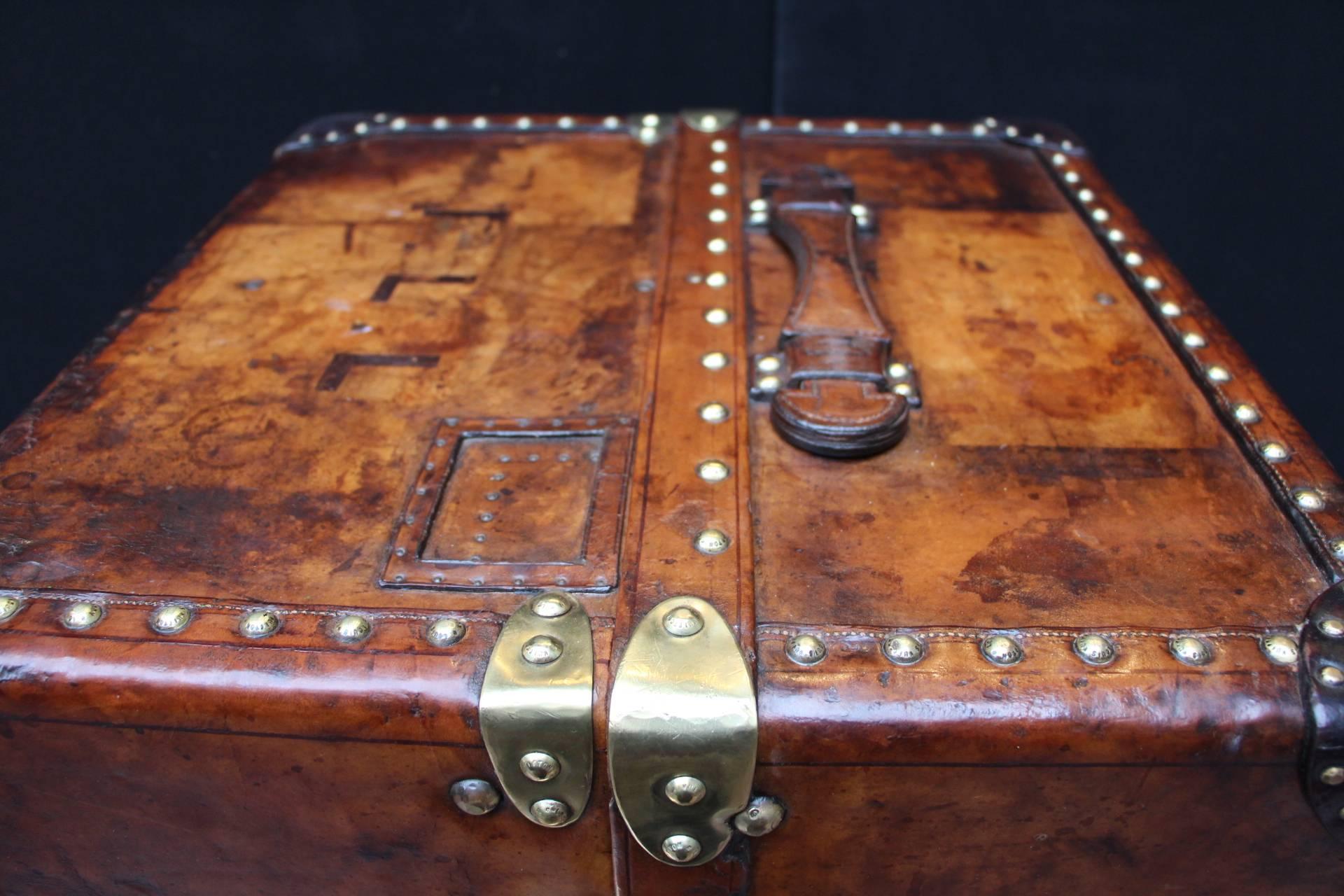 1900s All Leather Louis Vuitton Wardrobe Steamer Trunk, Coffee Table 5