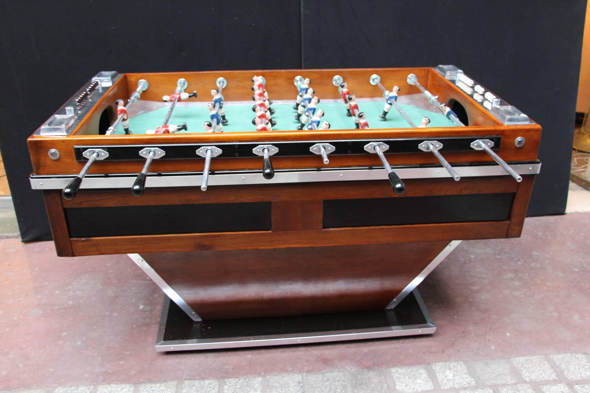 Mid-Century French Black and Light Wood Foosball Table In Excellent Condition In Saint-Ouen, FR