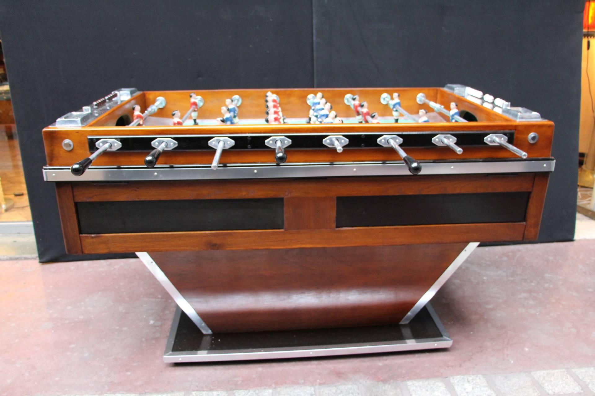 Mid-Century French Black and Light Wood Foosball Table 3