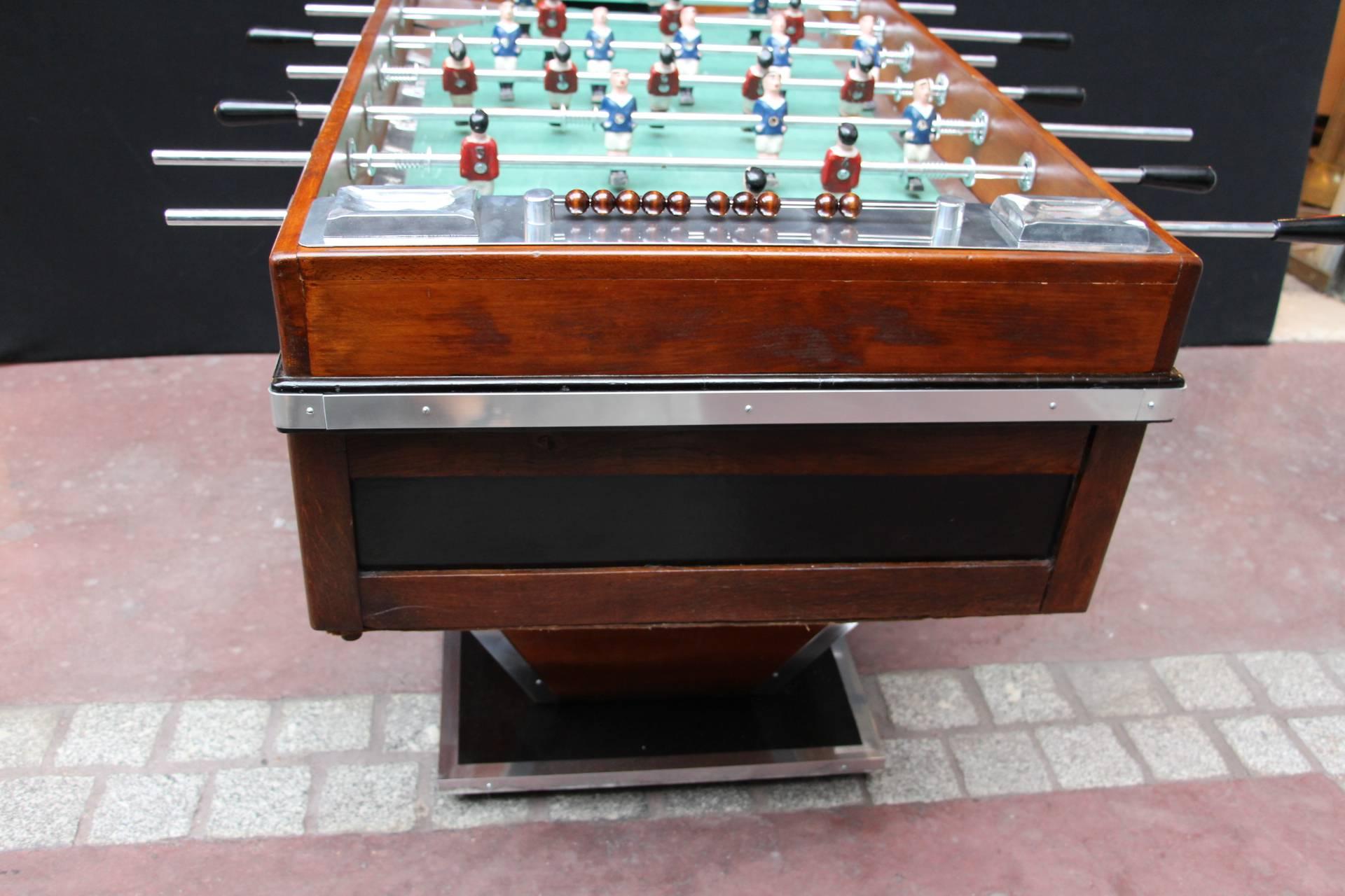 Mid-Century French Black and Light Wood Foosball Table 4