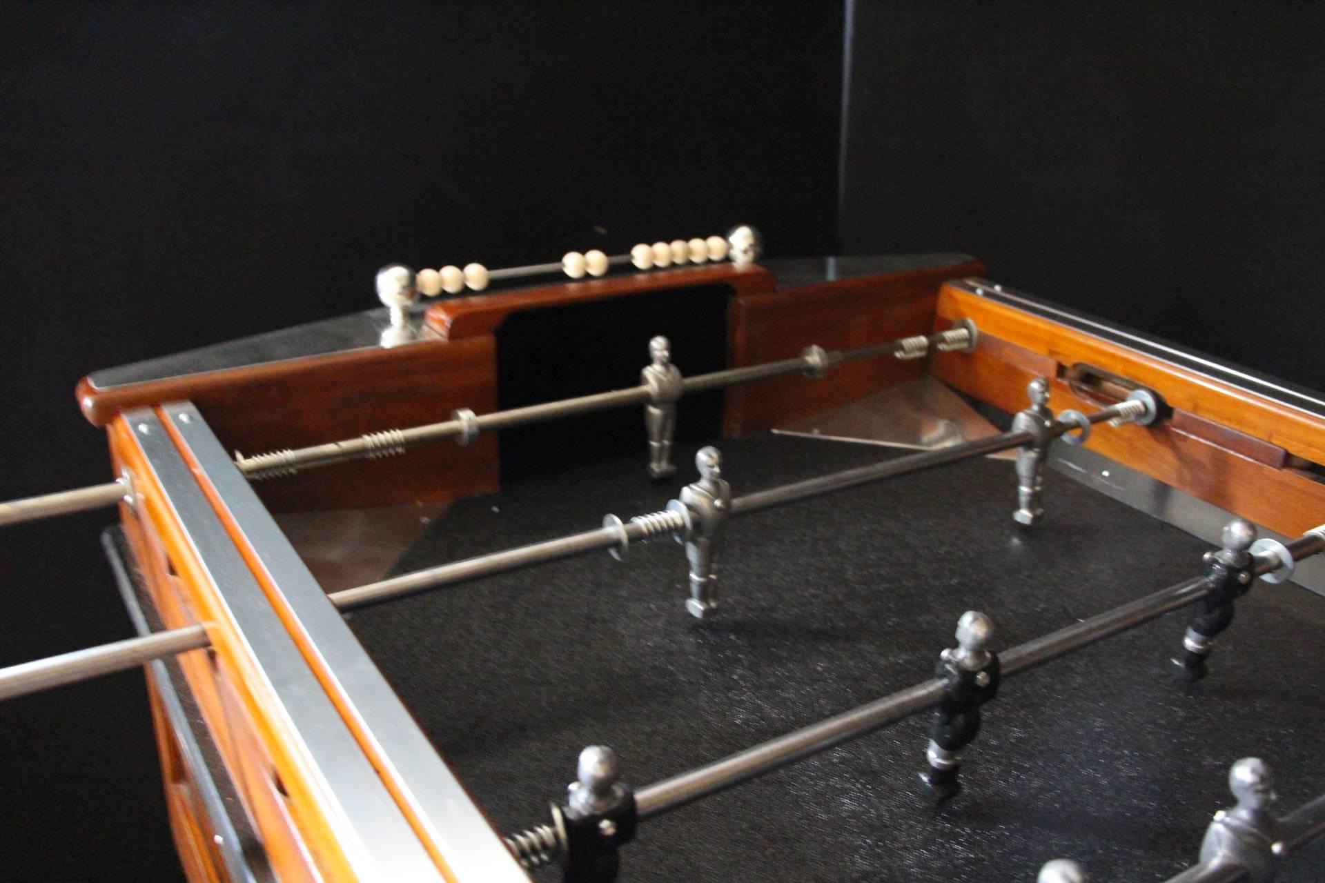 Mid-Century French Black and Light Wood Foosball Table 1