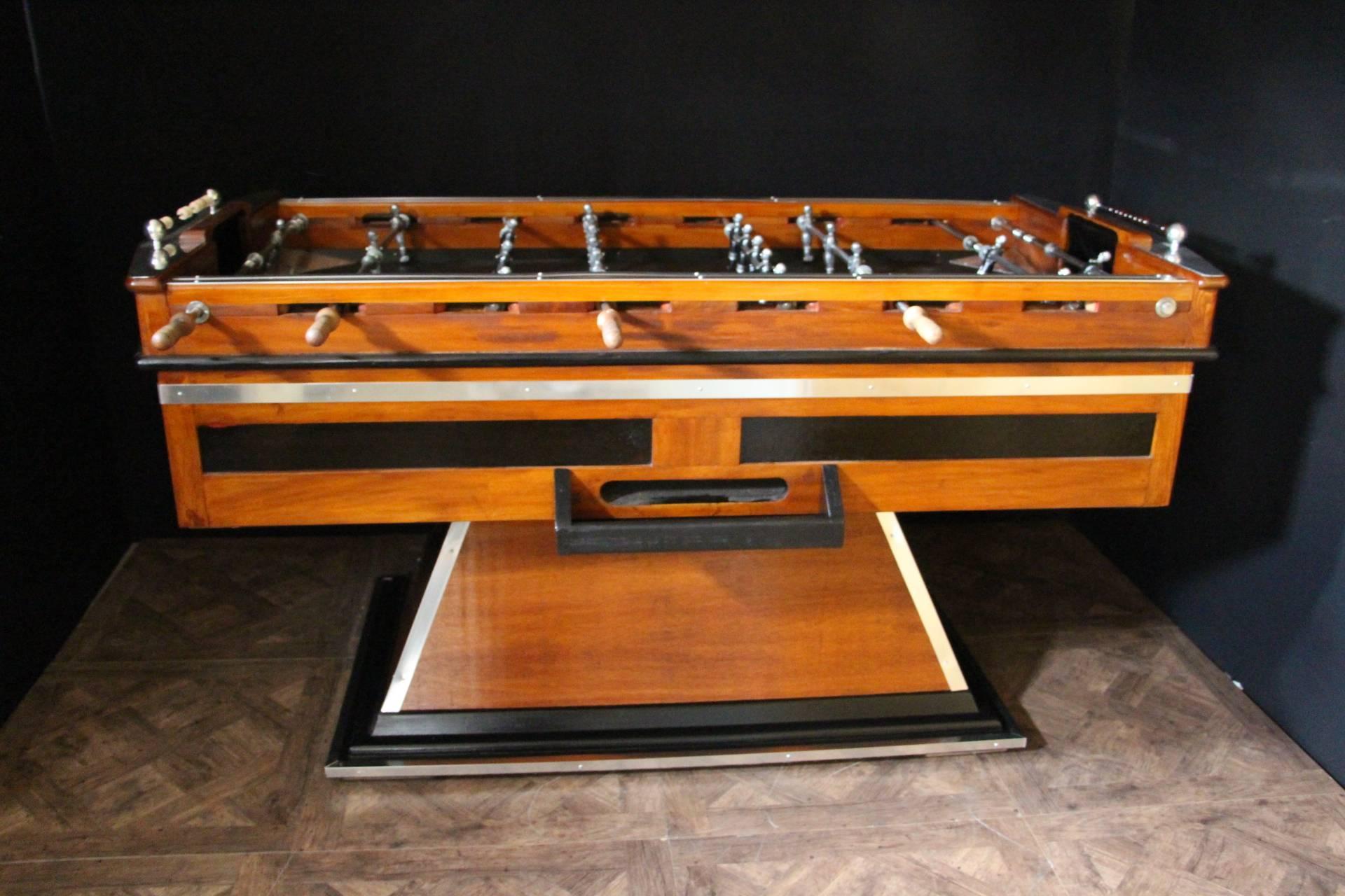 Mid-Century French Black and Light Wood Foosball Table 3