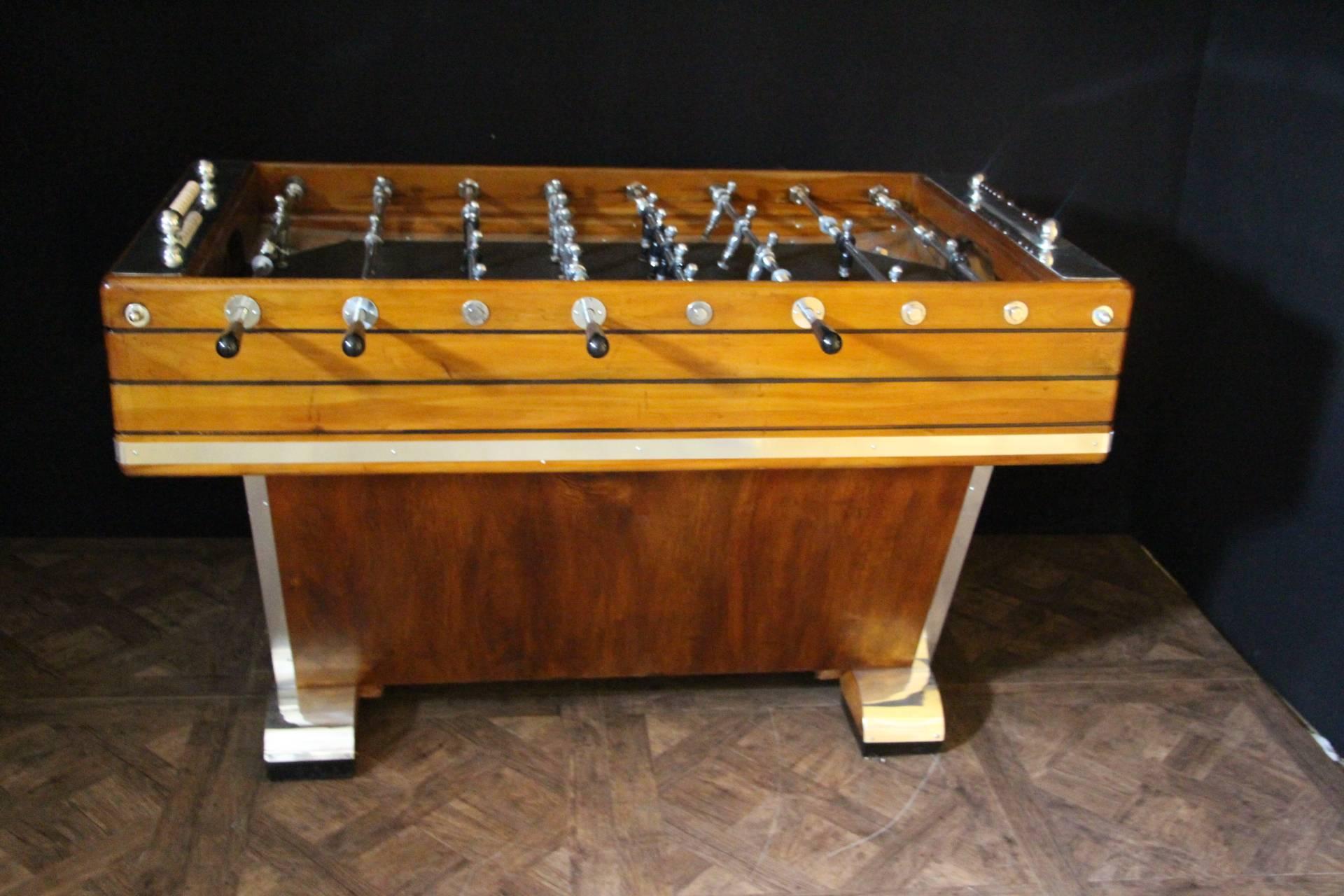 Mid-20th Century Mid-Century French Light Wood and Aluminum Foosball Table