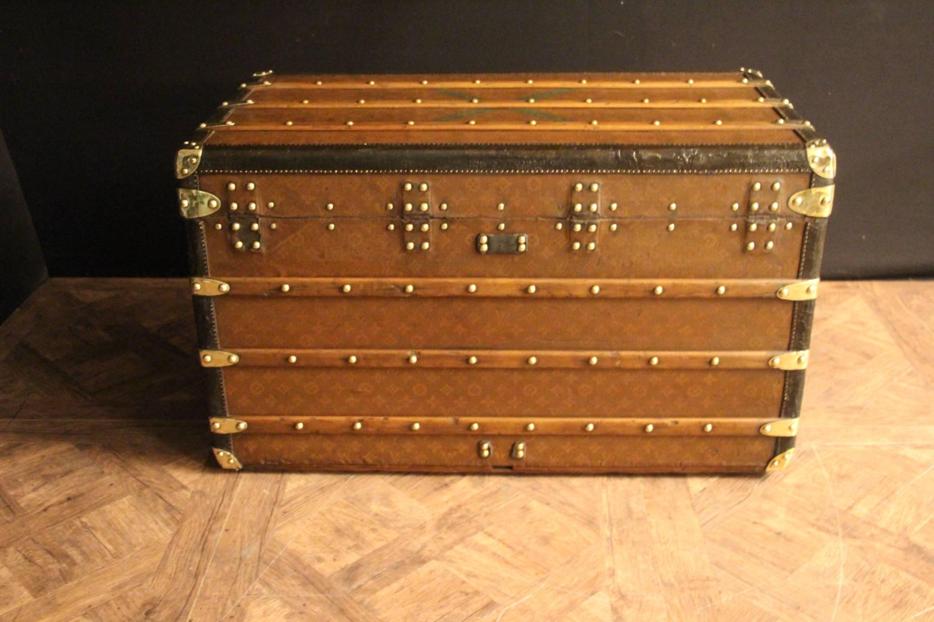 Mid-20th Century  Louis Vuitton Monogram and Brass Fittings Courrier Steamer Trunk.Malle Vuitton