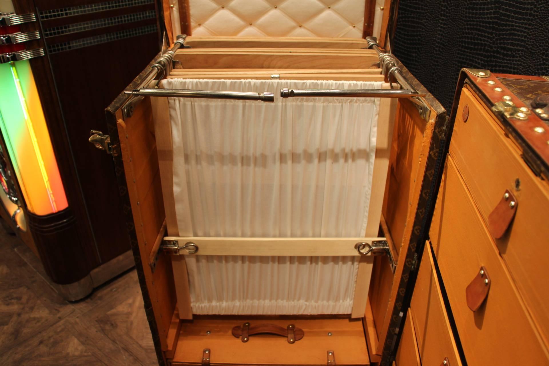 French 1920s Extra Large Louis Vuitton Wardrobe Steamer Trunk