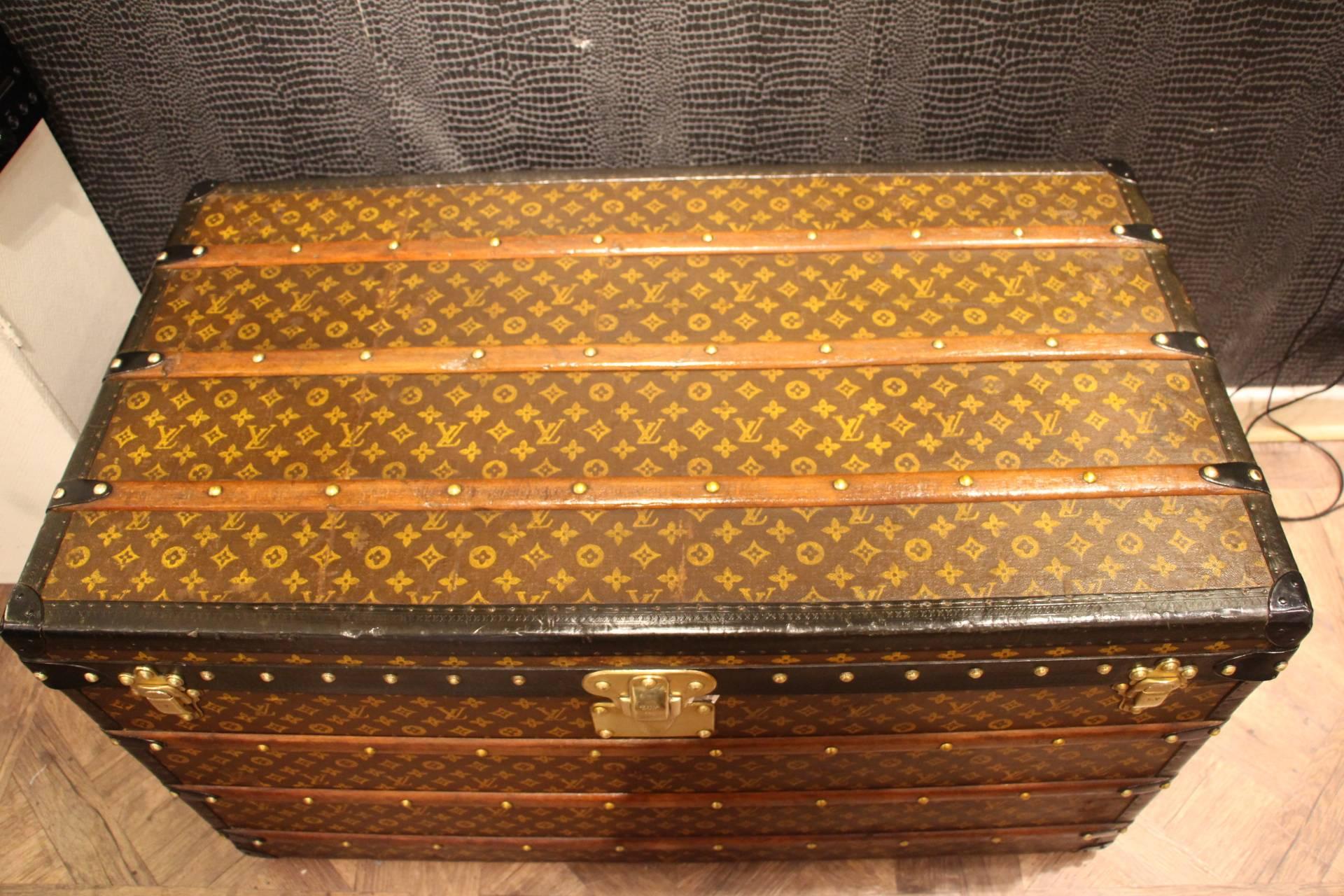 French 1930s Louis Vuitton Monogram Canvas Courrier Steamer Trunk, Malle Louis Vuitton