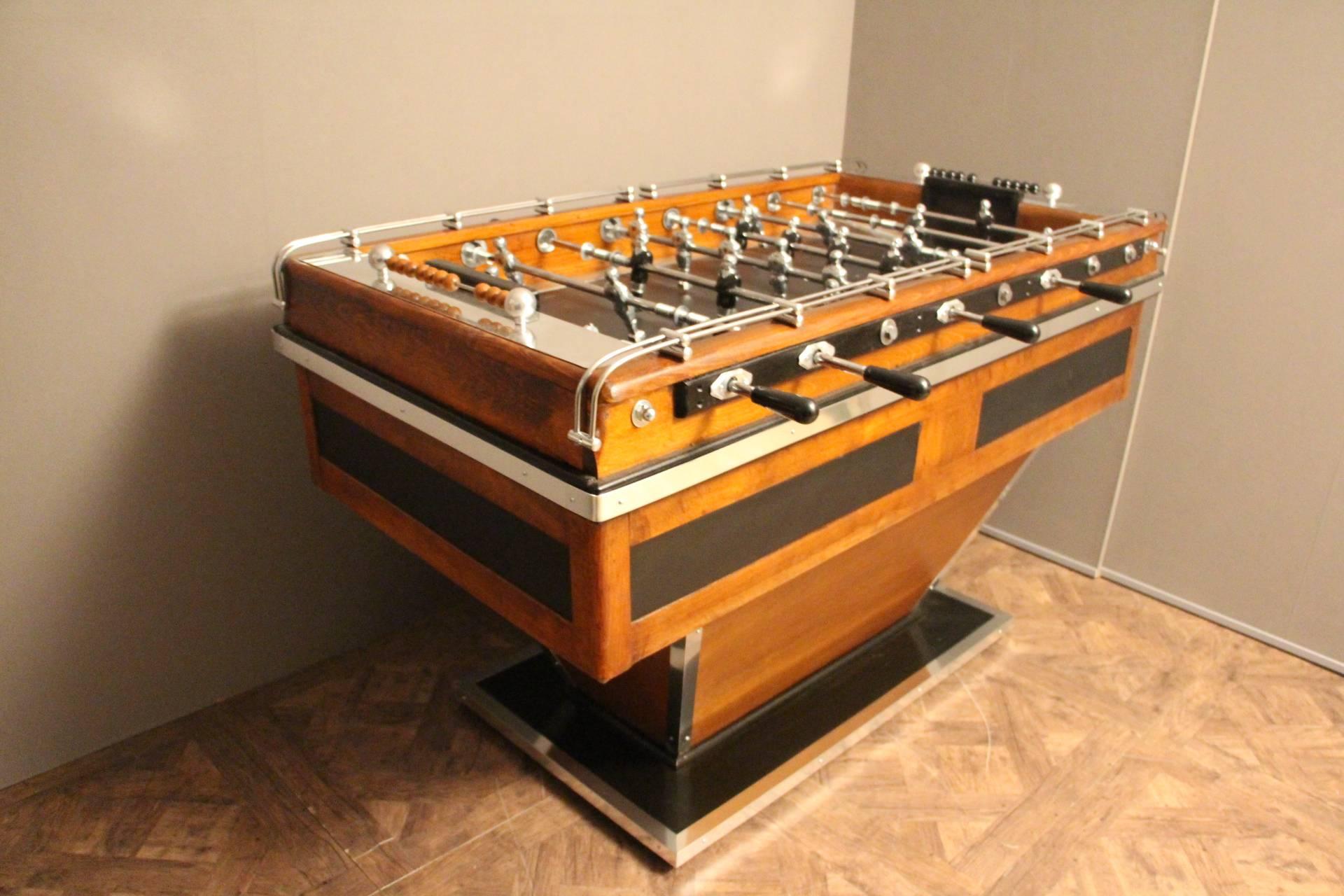 Aluminum Mid-Century French Black and Brown Wood Foosball Table