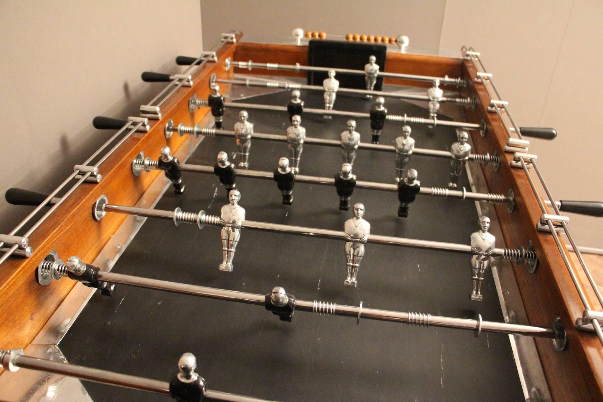 Mid-Century French Black and Brown Wood Foosball Table 1