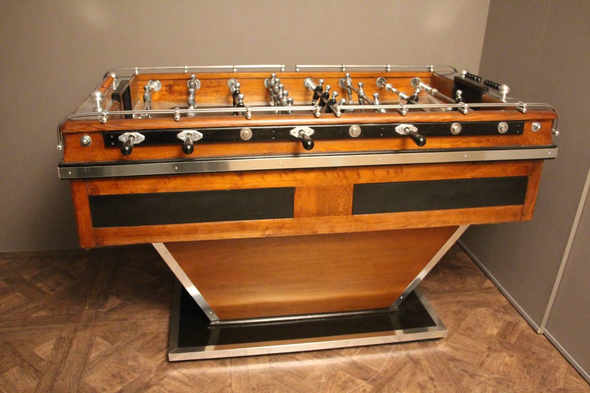 Mid-Century French Black and Brown Wood Foosball Table 2