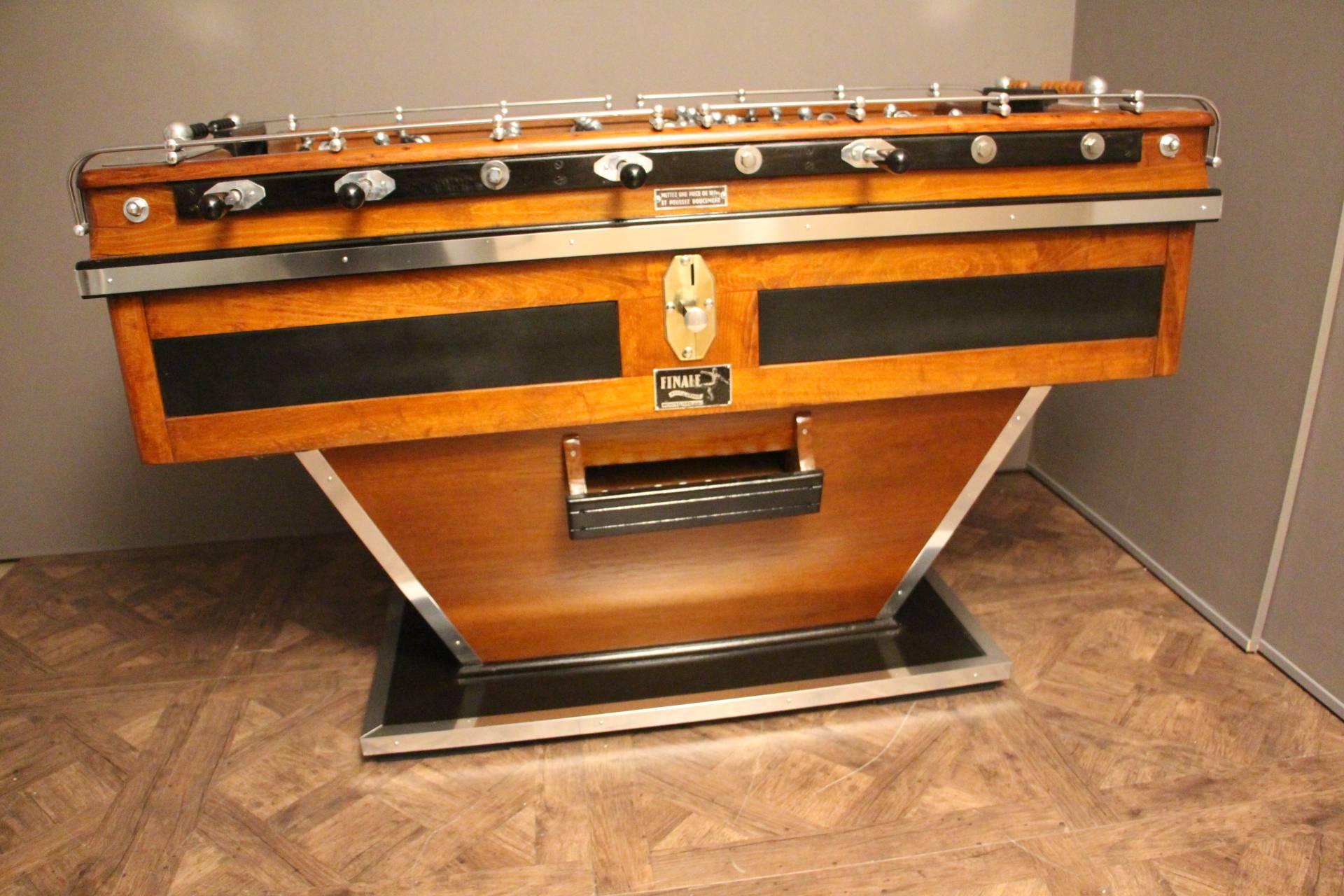 Mid-Century French Black and Brown Wood Foosball Table 3