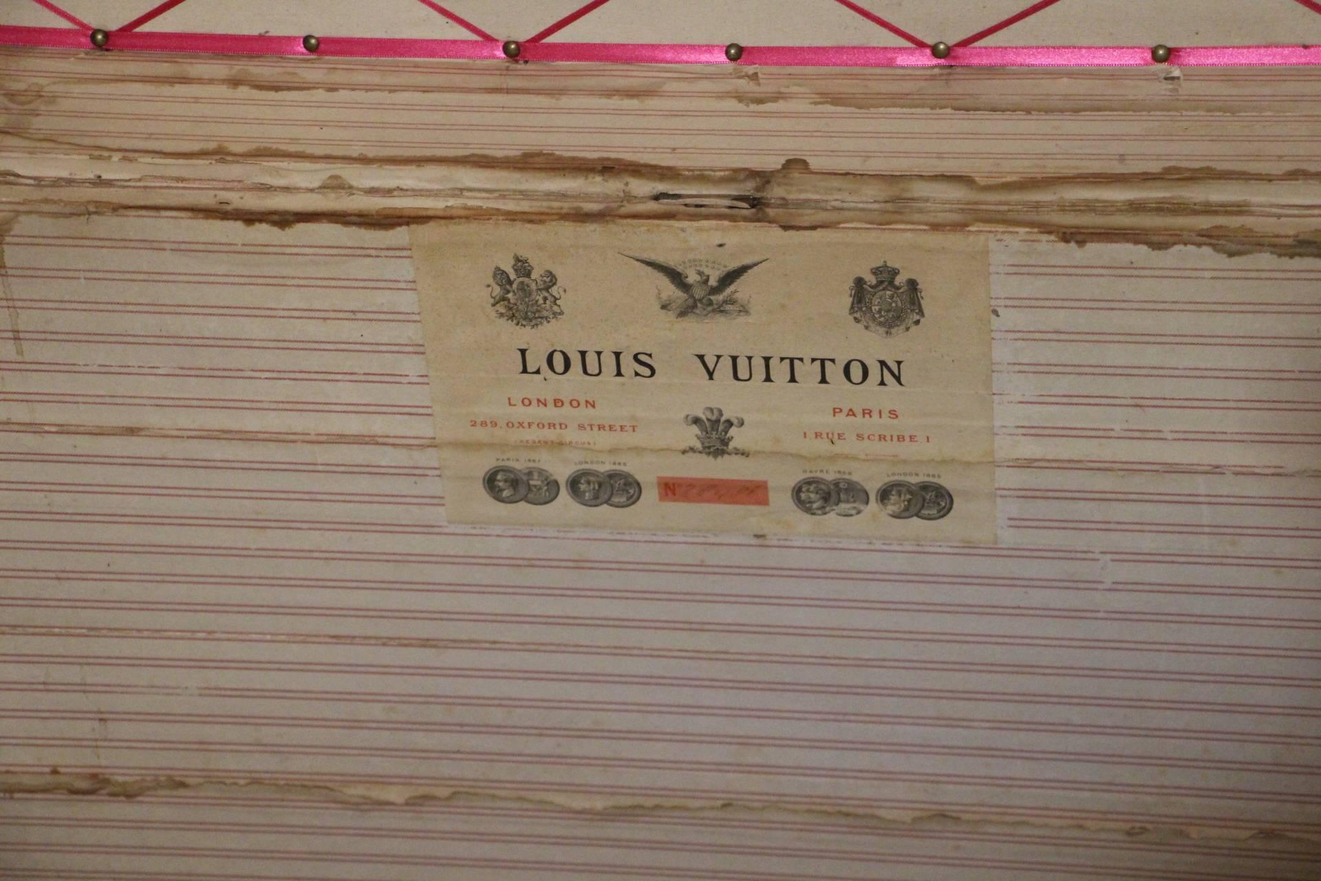 French 1870s Louis Vuitton Striped Canvas Steamer Trunk, Malle Louis Vuitton