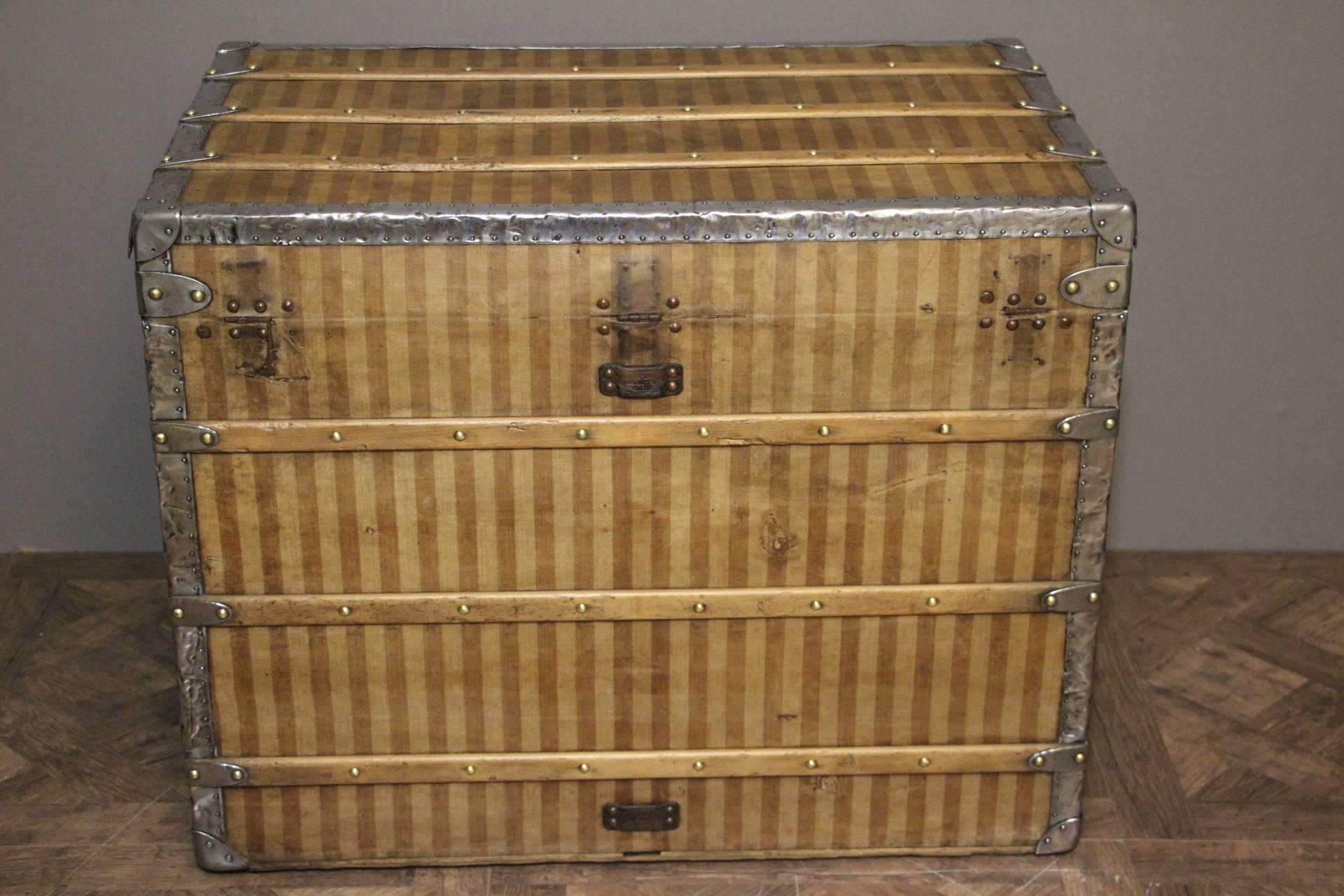 1870s Louis Vuitton Striped Canvas Steamer Trunk, Malle Louis Vuitton 3