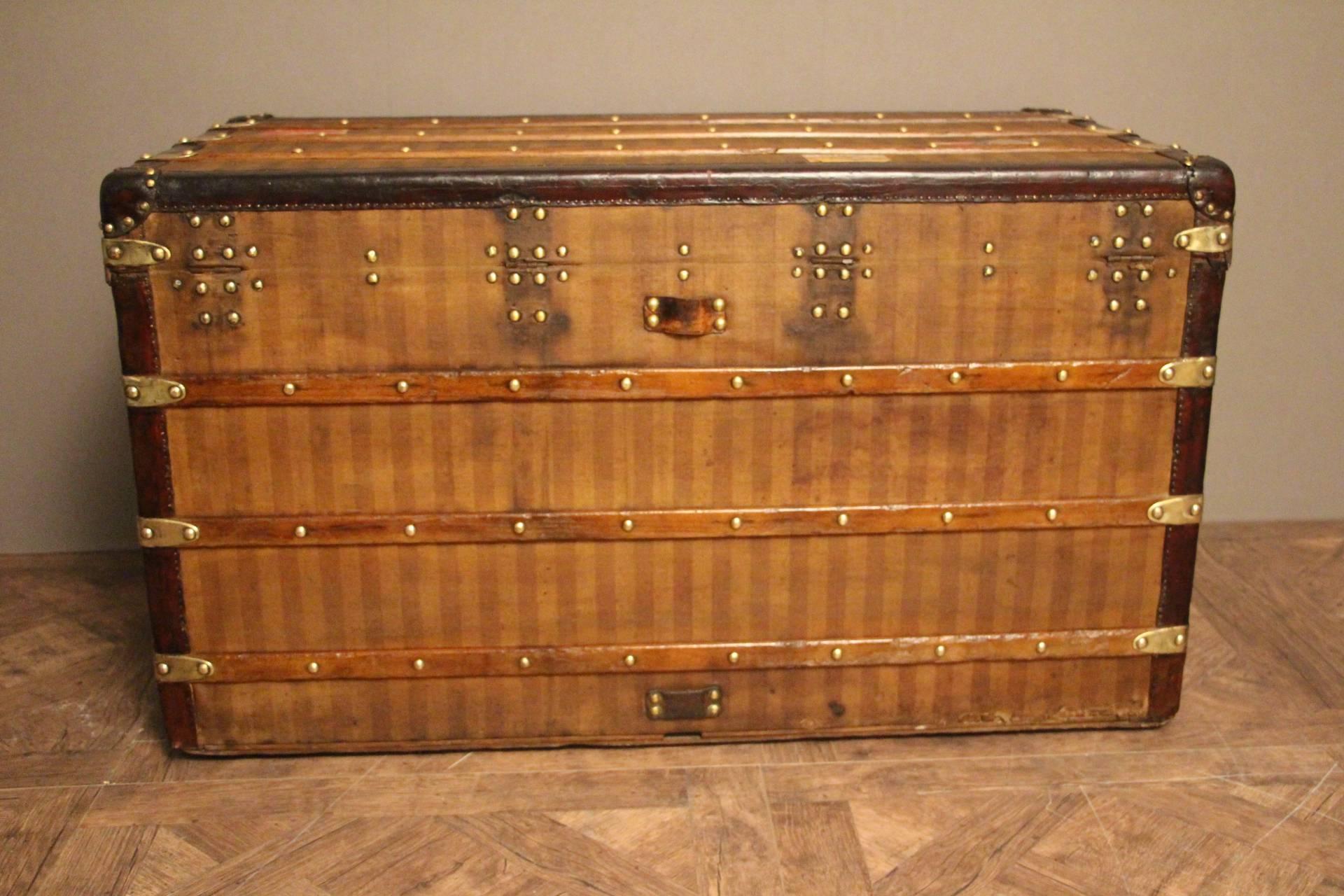 This Louis Vuitton steamer trunk, circa 1870s, features the striped 