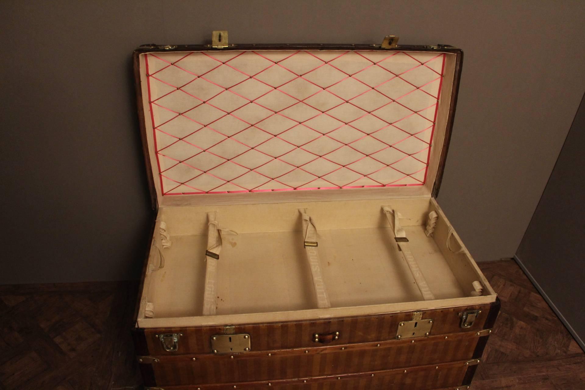 French 1870s Louis Vuitton Striped Canvas Trunk.Malle Louis Vuitton