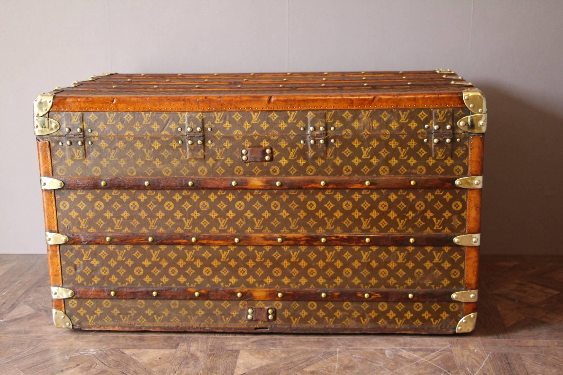 French 1930s Louis Vuitton Monogramm Steamer Trunk, Malle Louis Vuitton