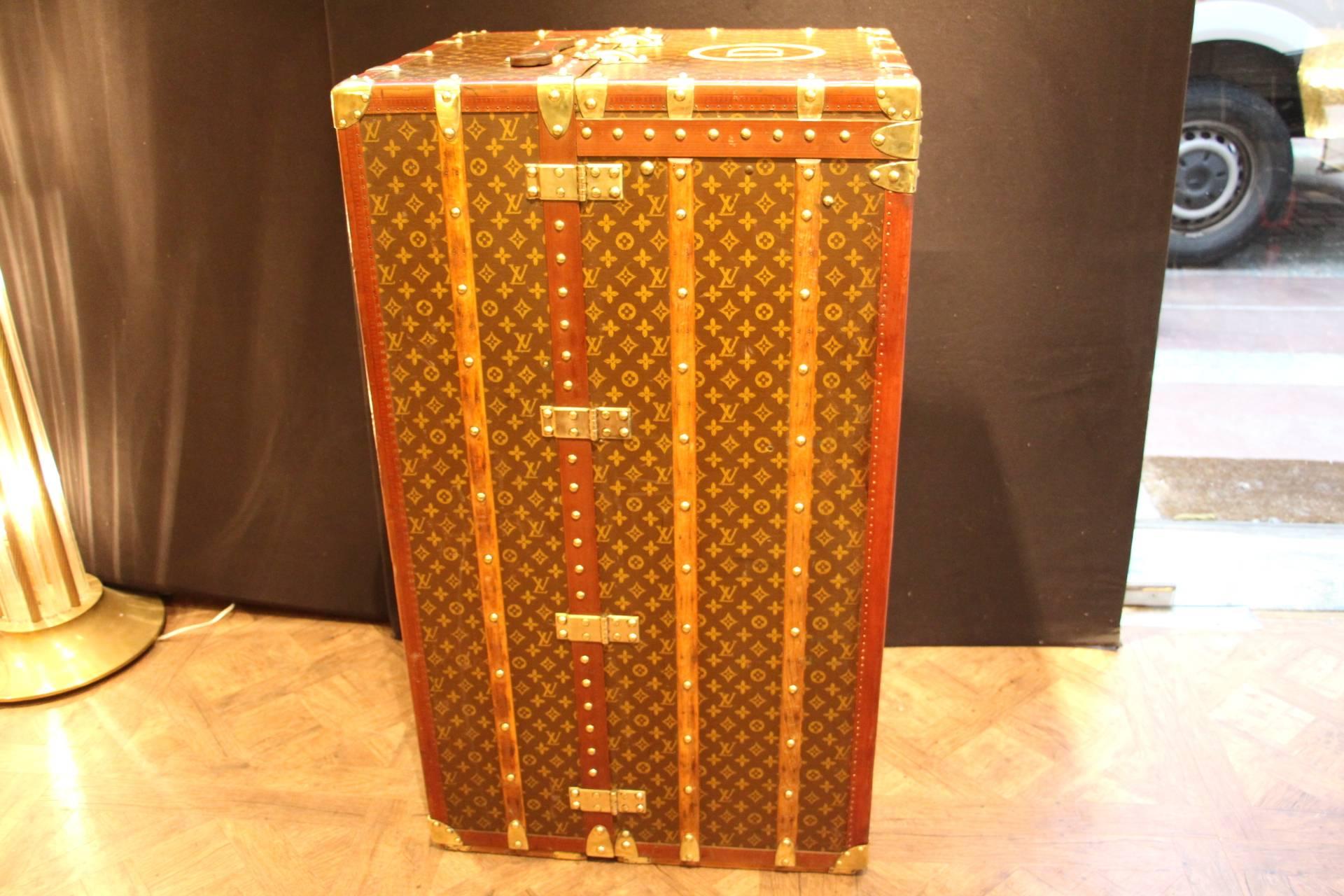French Large Louis Vuitton Wardrobe Steamer Trunk with Lift Top, Malle Louis Vuitton