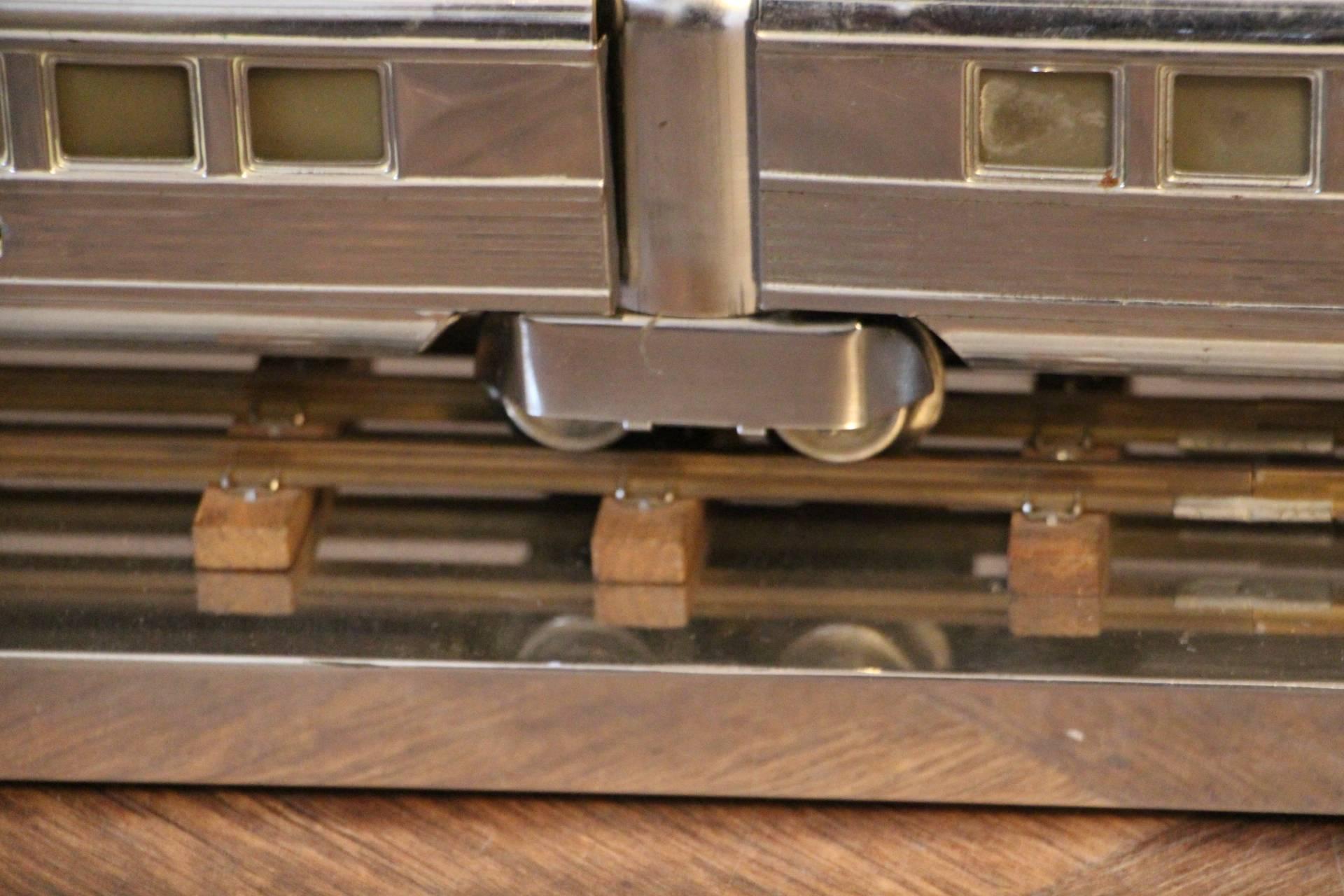 Aluminum Mid-Century Polished Aluminium Train Model, Table Lamp with Led Lights