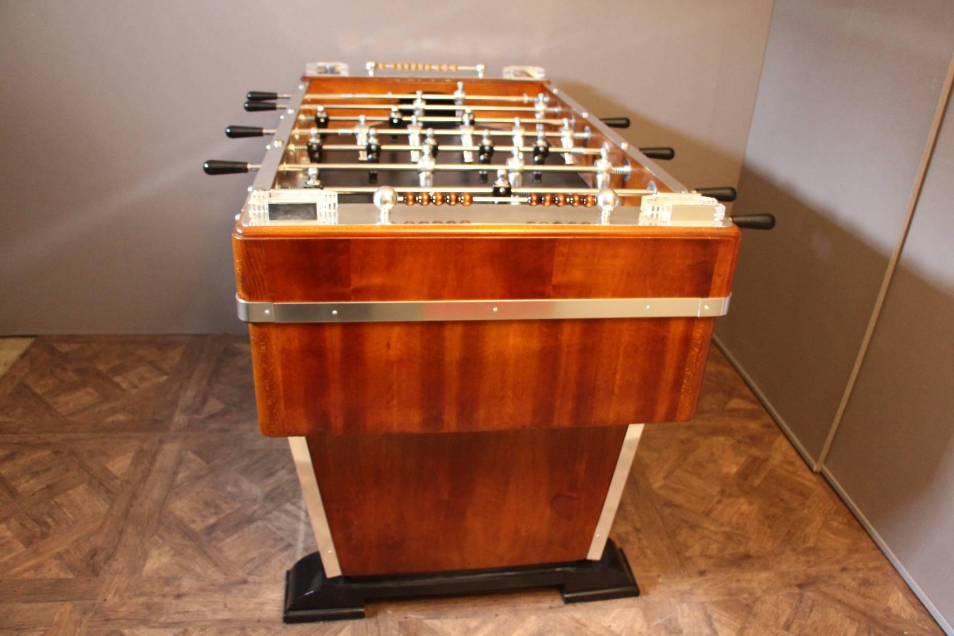 Early 20th Century 1920s French Foosball Table in Wood and Aluminium