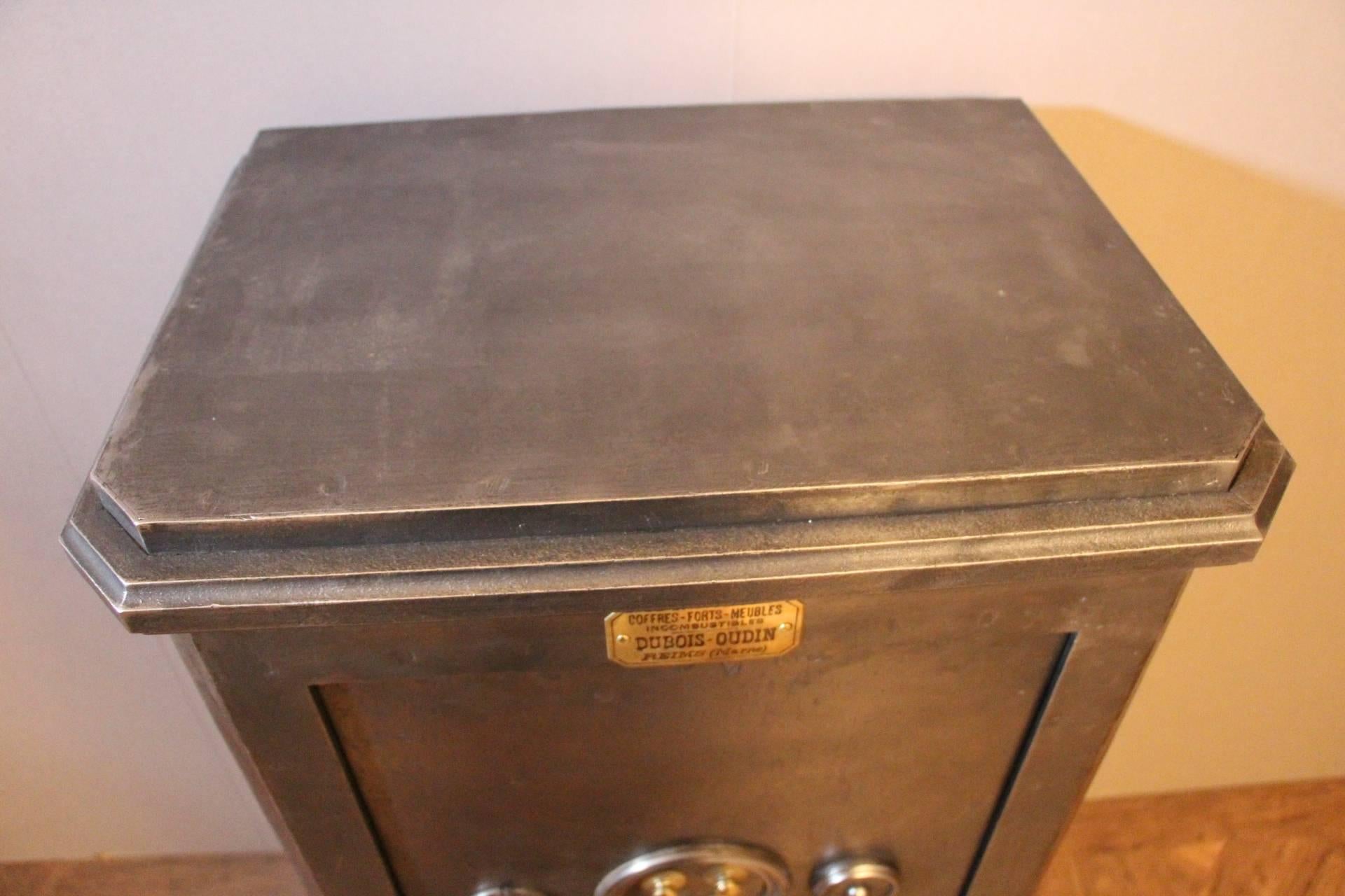 Industrial 1900s Black Steel and Iron Safe with All Keys and Working Combination by Dubois