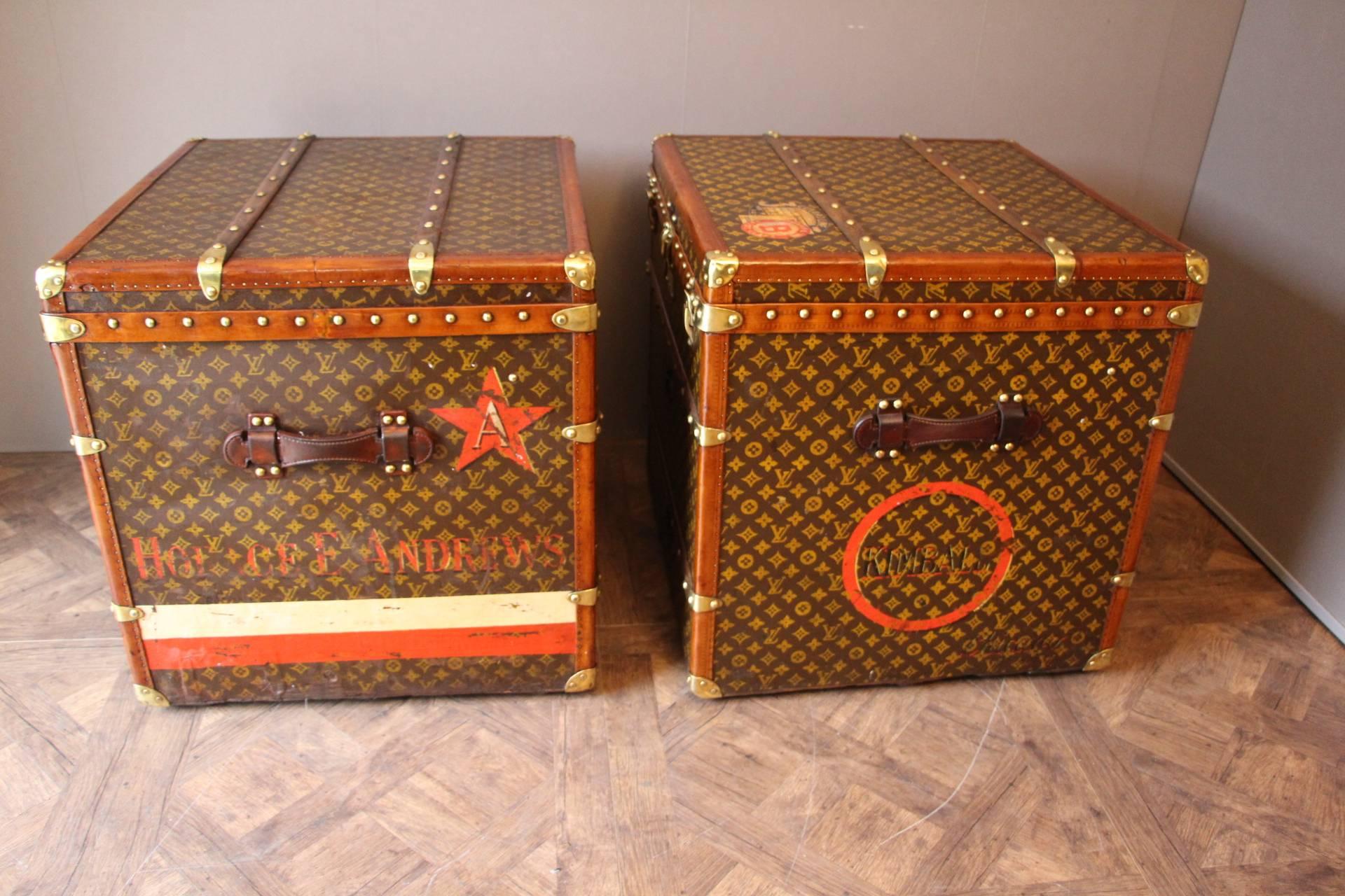 Pair of Louis Vuitton Monogramm Cube Steamer Trunks, Malles Louis Vuitton In Excellent Condition In Saint-Ouen, FR