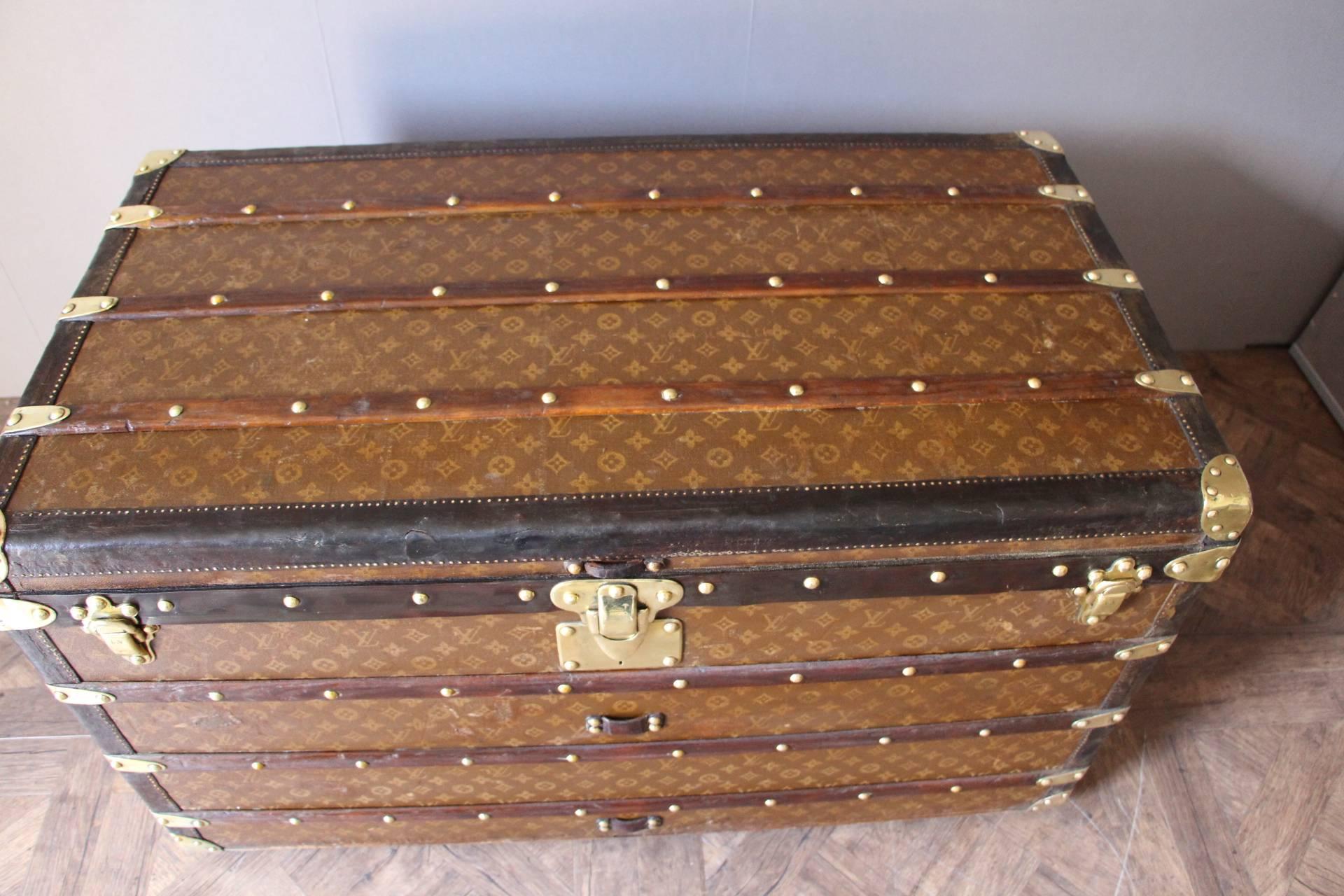 French 1930s Stenciled Monogram Louis Vuitton Trunk, Malle Louis Vuitton