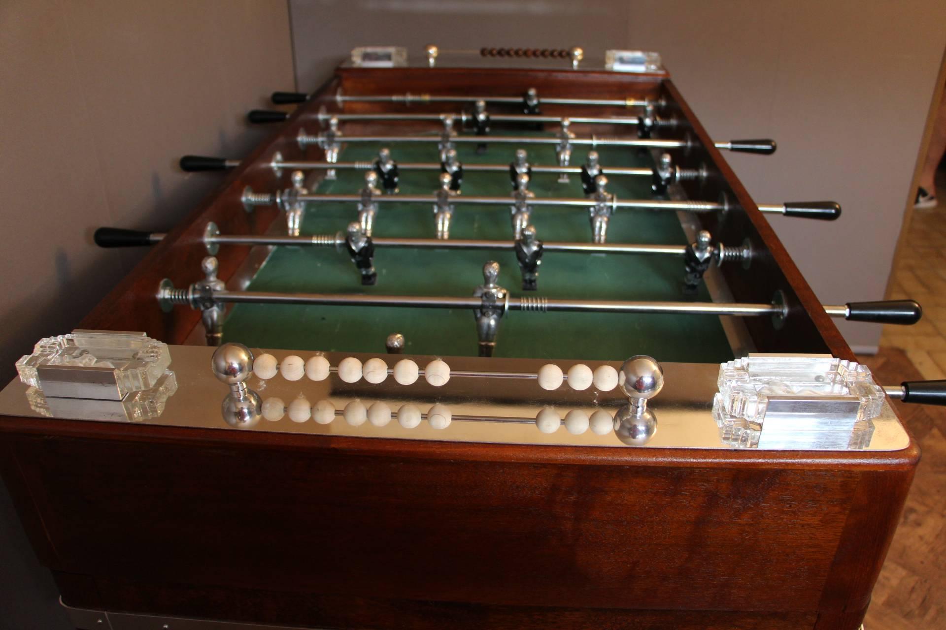 1920s Walnut and Aluminum Foosball Table 4