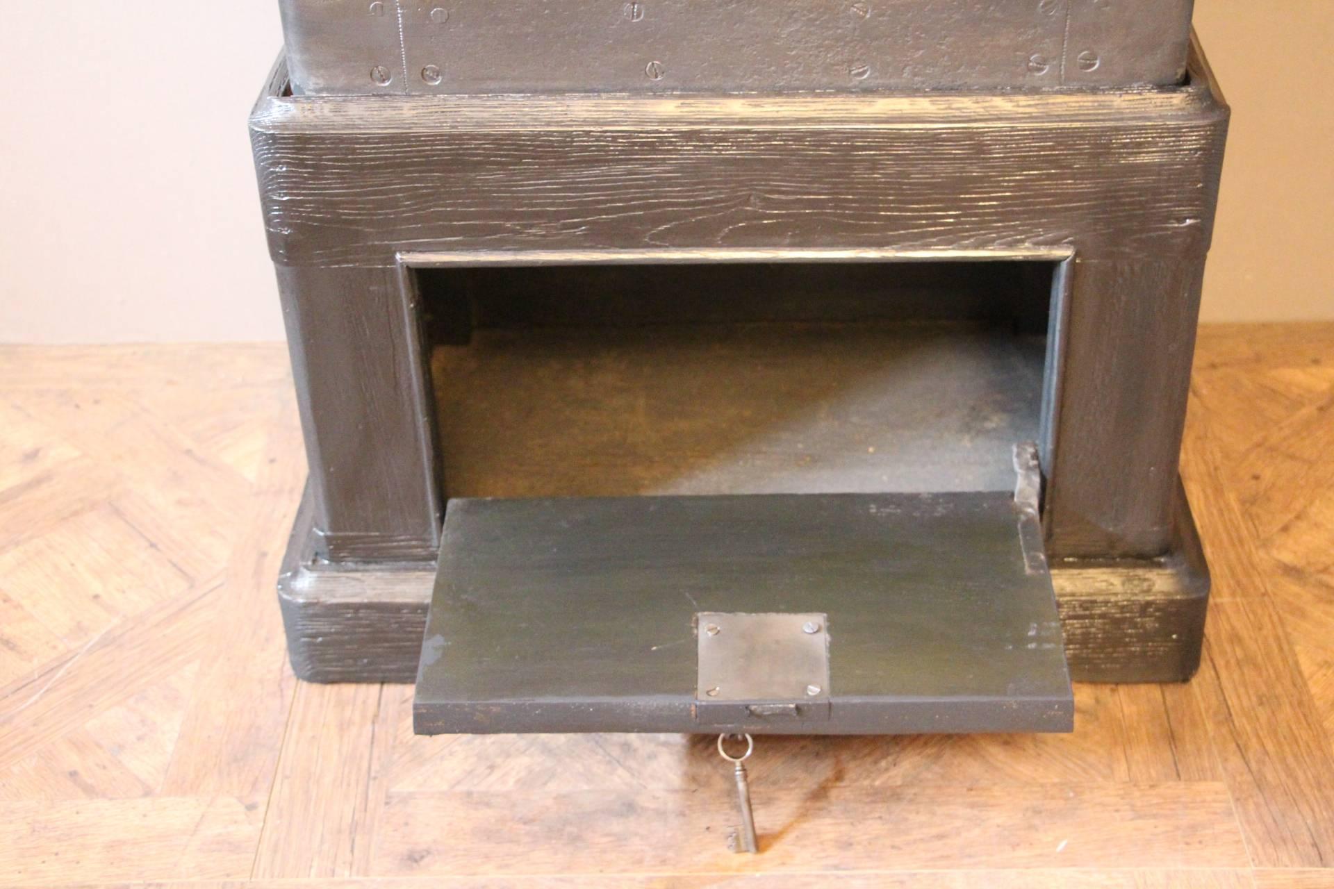 Late 19th Century Black Steel, Iron and Wood Safe with All Keys and Working Combination by Petitje