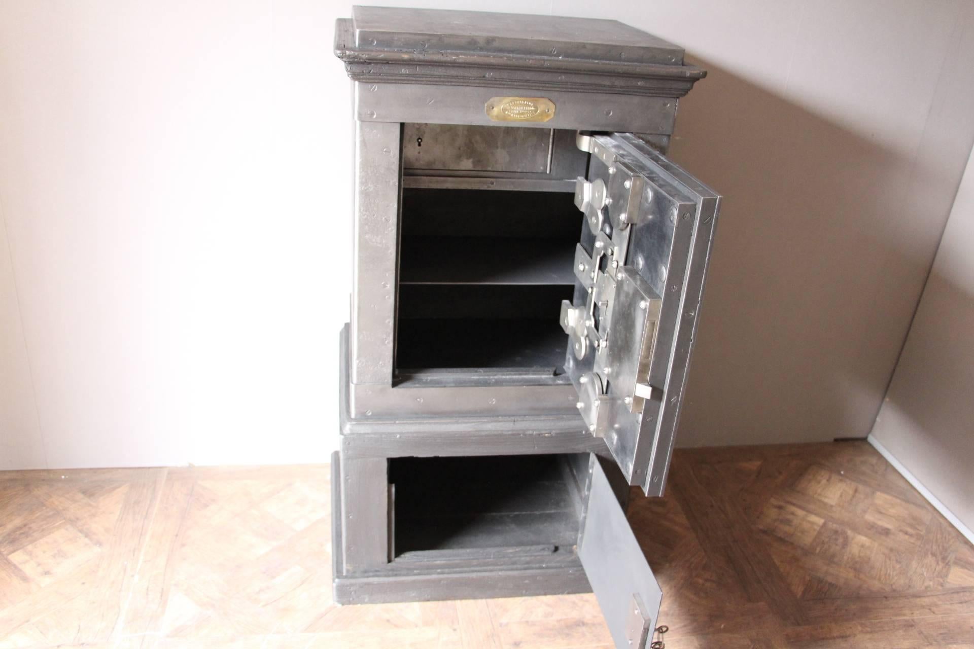 Black Steel, Iron and Wood Safe with All Keys and Working Combination by Bauche 1