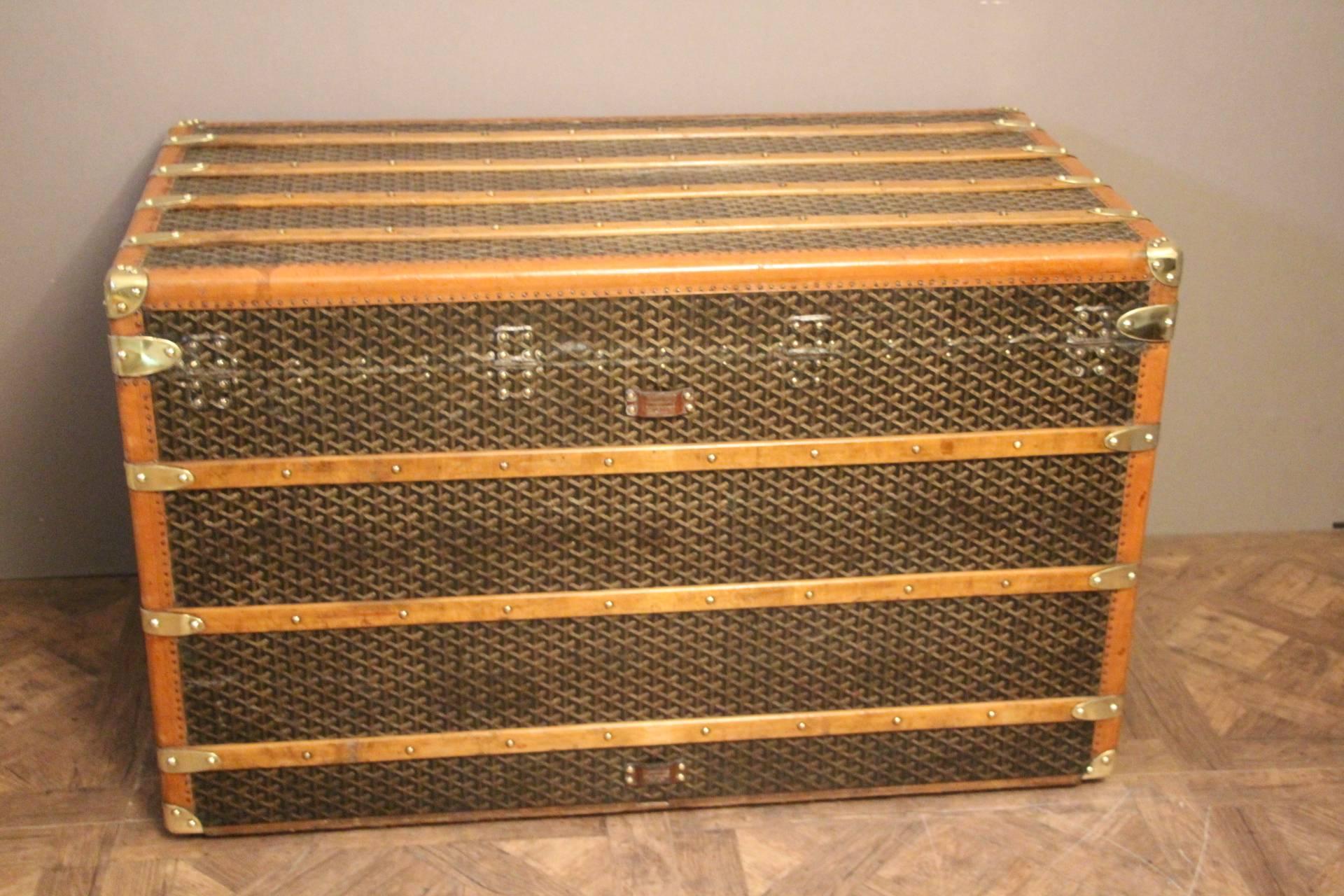 French 1930s Large Goyard Steamer Trunk